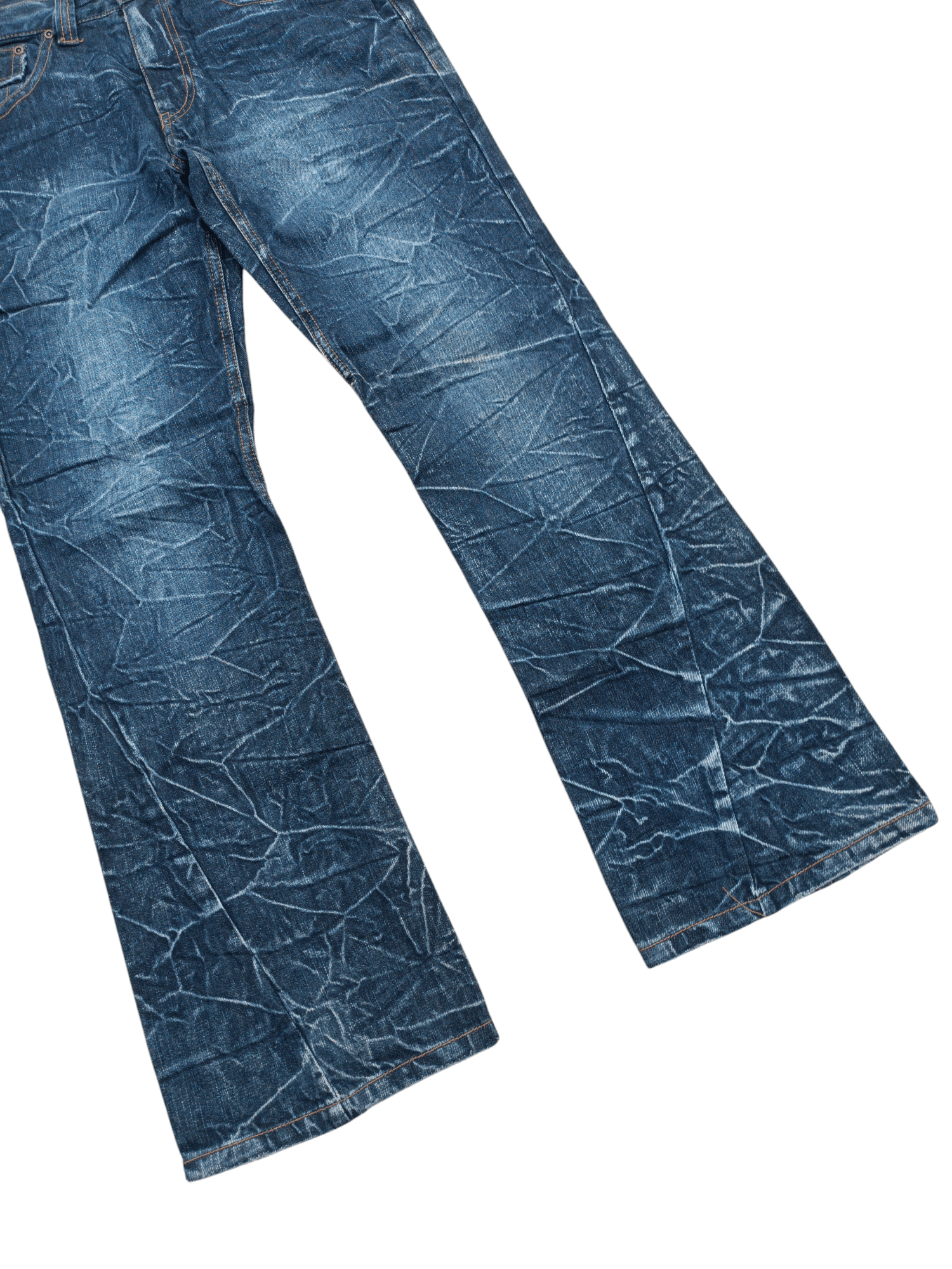 Japanese Brand FLARED NYLAUS WHISKERS JEANS VERY RARE Size US 31 - 16 Thumbnail