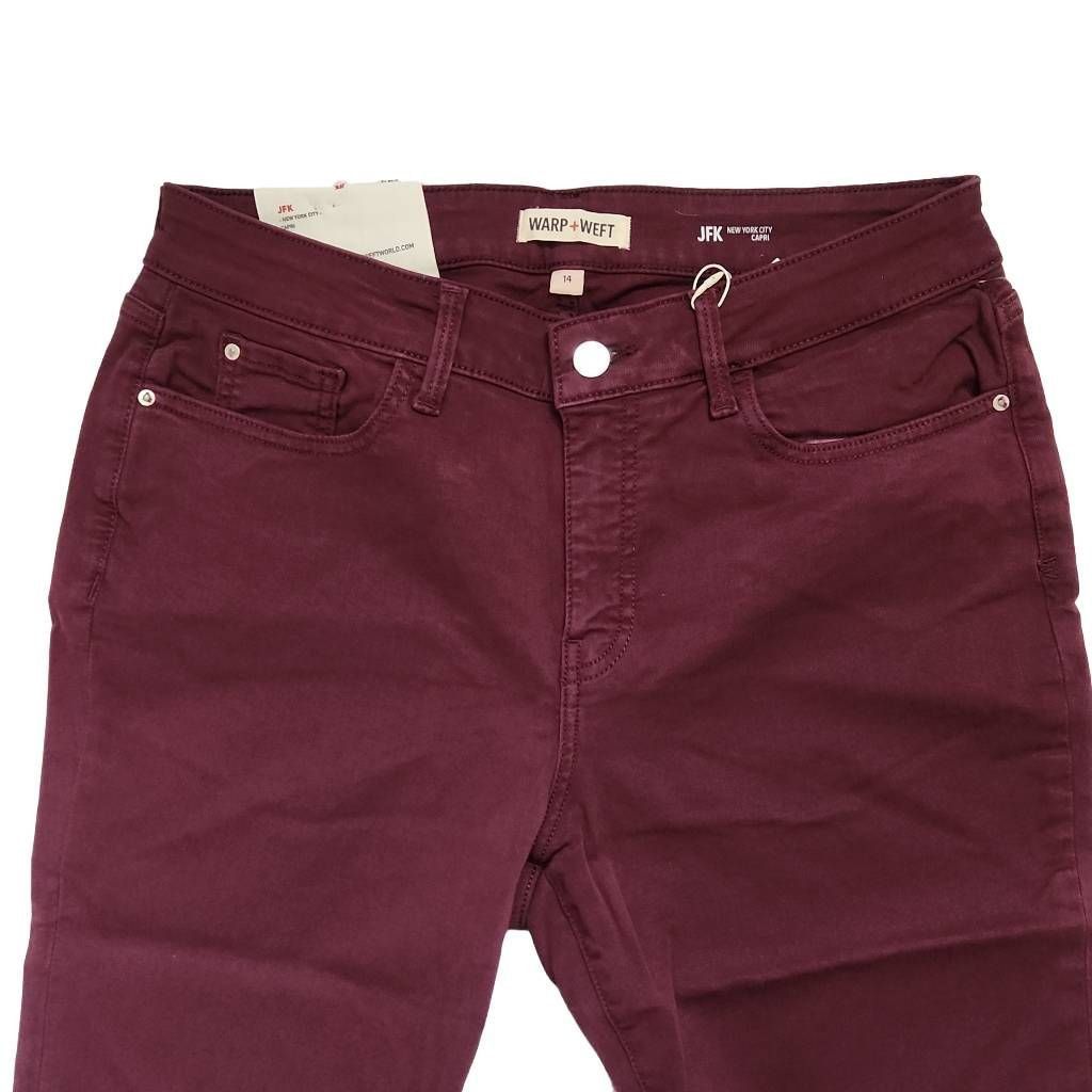 Warpweft Company Warp + Weft Ladies Size 14 Vineyard Wine JFK Capri Denim Jeans Size 36" / US 14 / IT 50 - 6 Thumbnail
