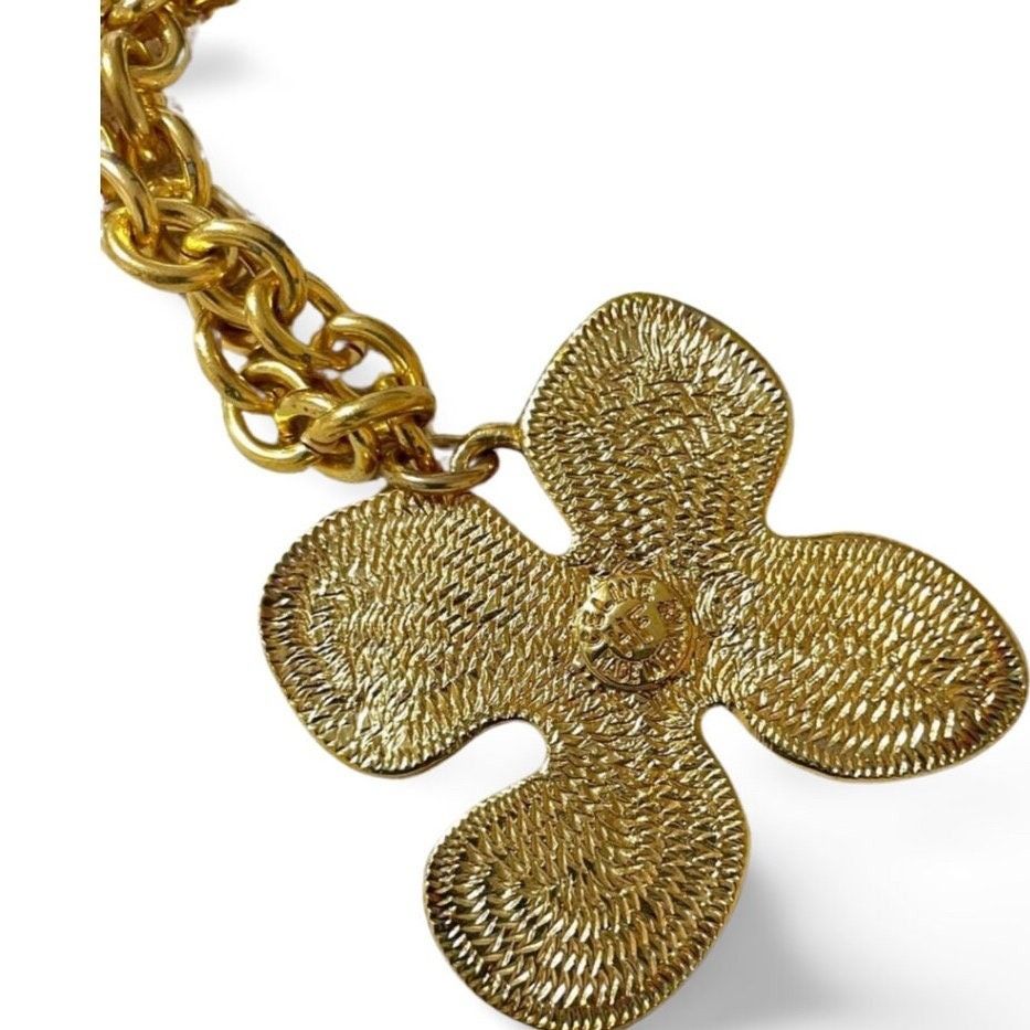 Celine Vintage Celine thick gold chain necklace with flower top Size ONE SIZE - 6 Thumbnail