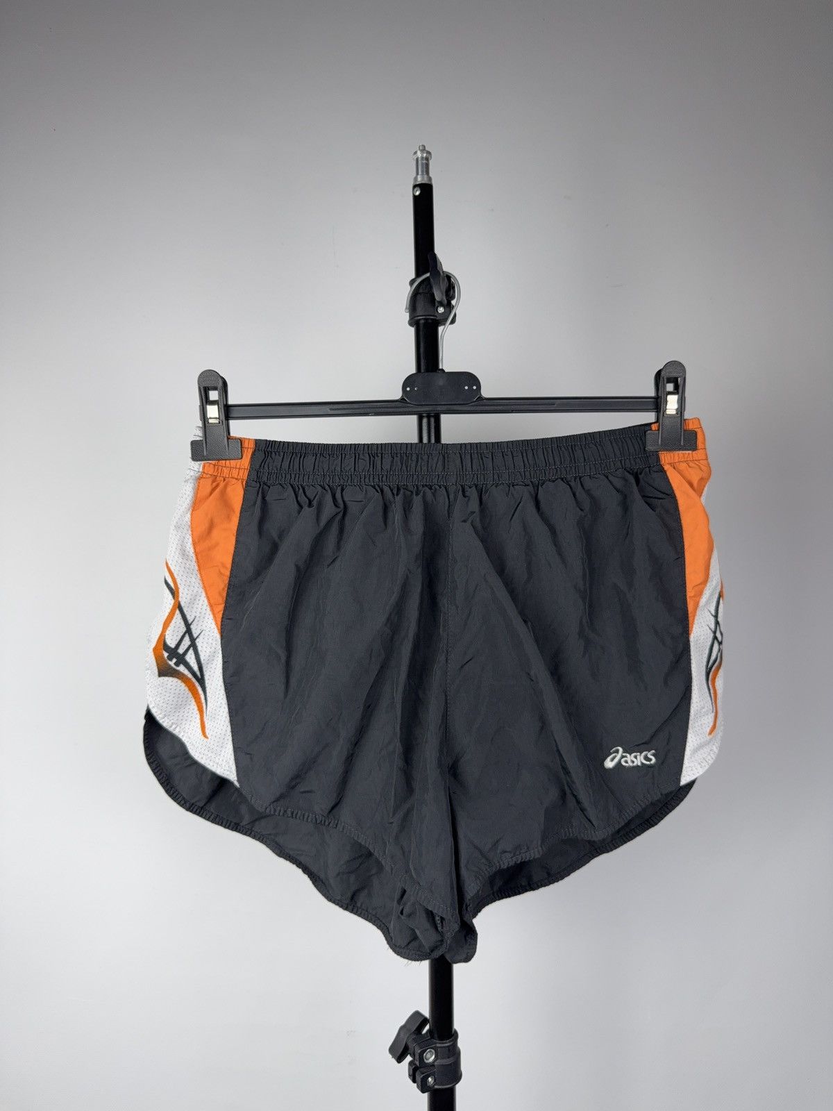 Asics Vintage Retro 00s Asics Black Orange Split Running Shorts S Size US 30 / EU 46 - 1 Thumbnail