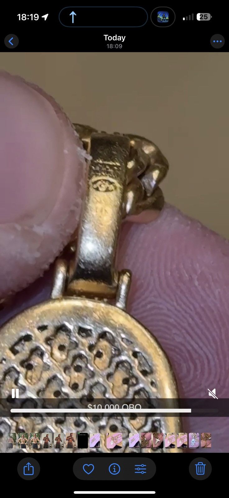 Other Heavy 14k gold Cuban chain & 14k gold pendant. dia & emerald Size ONE SIZE - 5 Thumbnail
