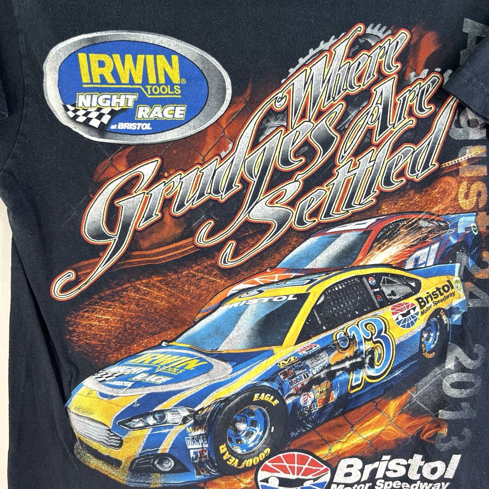 Chase Authentics Chase Authentics NASCAR Shirt Mens M Black Bristol 2013 Night Race Graphic Print Short Sleeve Col Cotton Tee Men Size US M / EU 48-50 / 2 - 4 Thumbnail