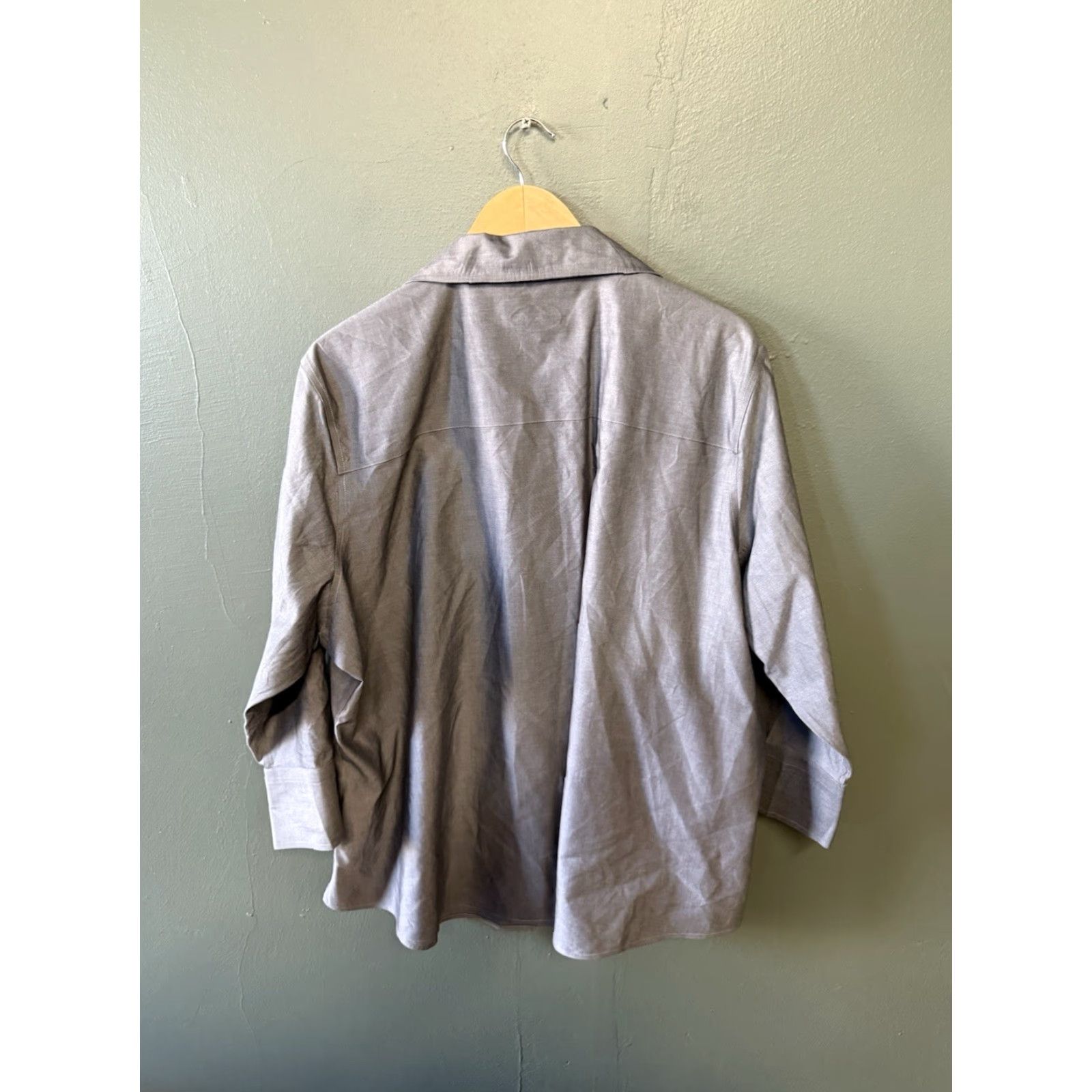 Vintage Foxcroft Womens Button-Up Shirt Gray Long Sleeve Non-Iron 20W Size 20W Womens Shirt Harry? Size 3XL / US 20-22 - 2 Thumbnail