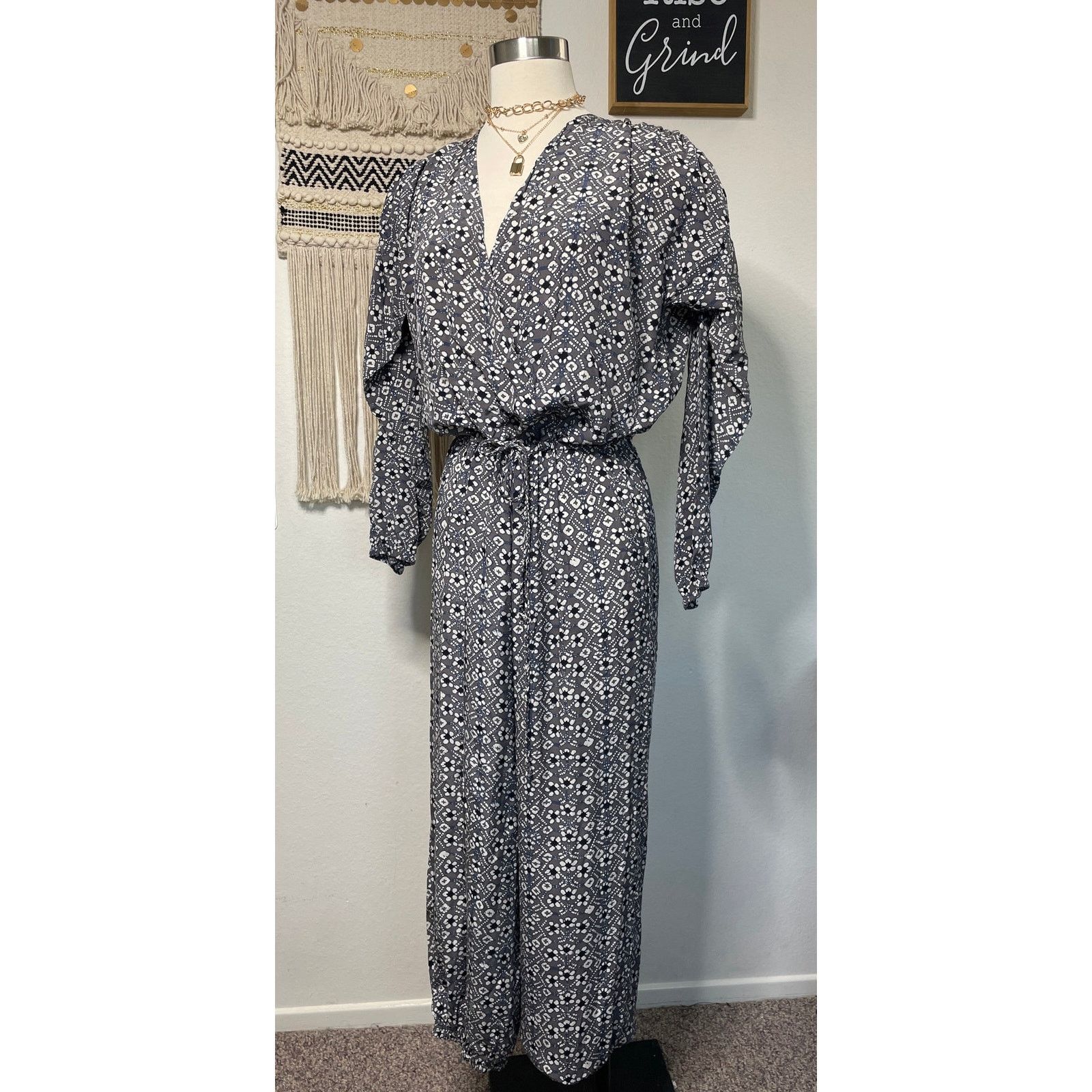Ulla Johnson Woman’s Plus Size 4 Blue Grey Long Silk Jumper