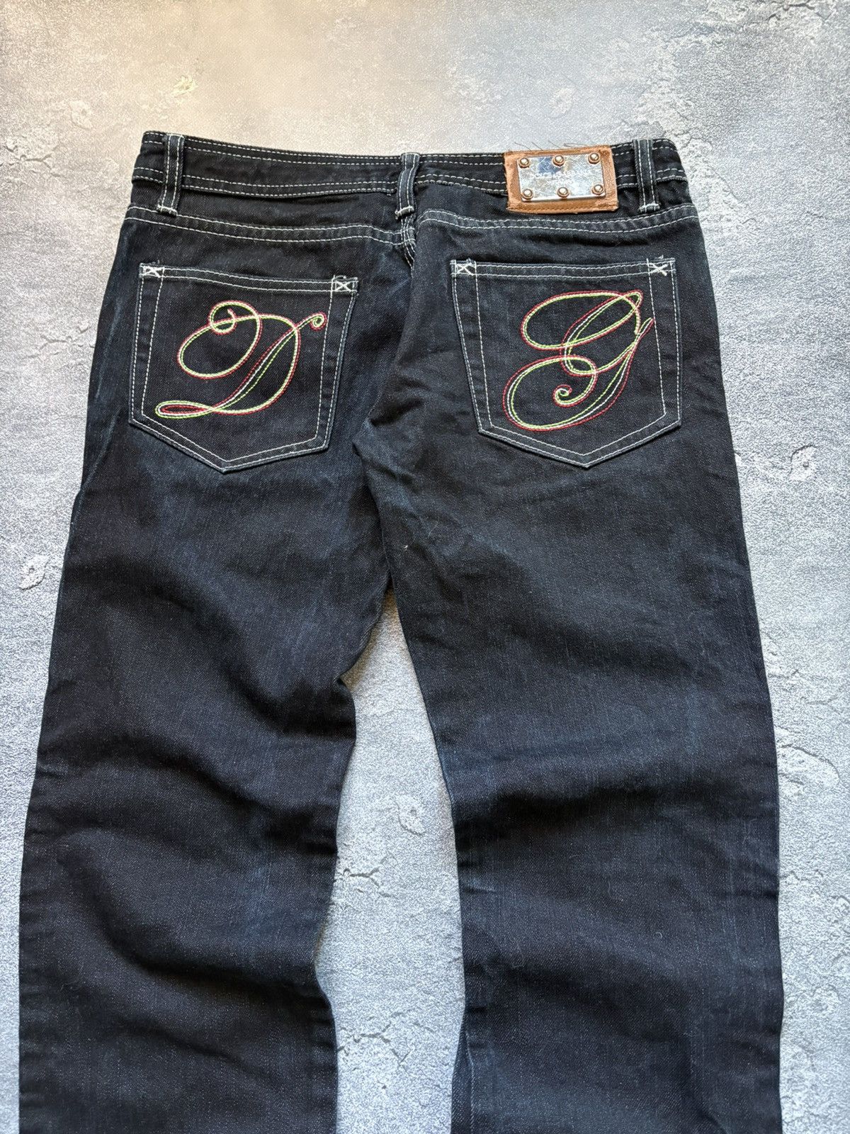 Dolce & Gabbana Vintage 00s Dolce&Gabbana Y2K DG Big Logo Embroidered Jeans Size 29" - 4 Thumbnail