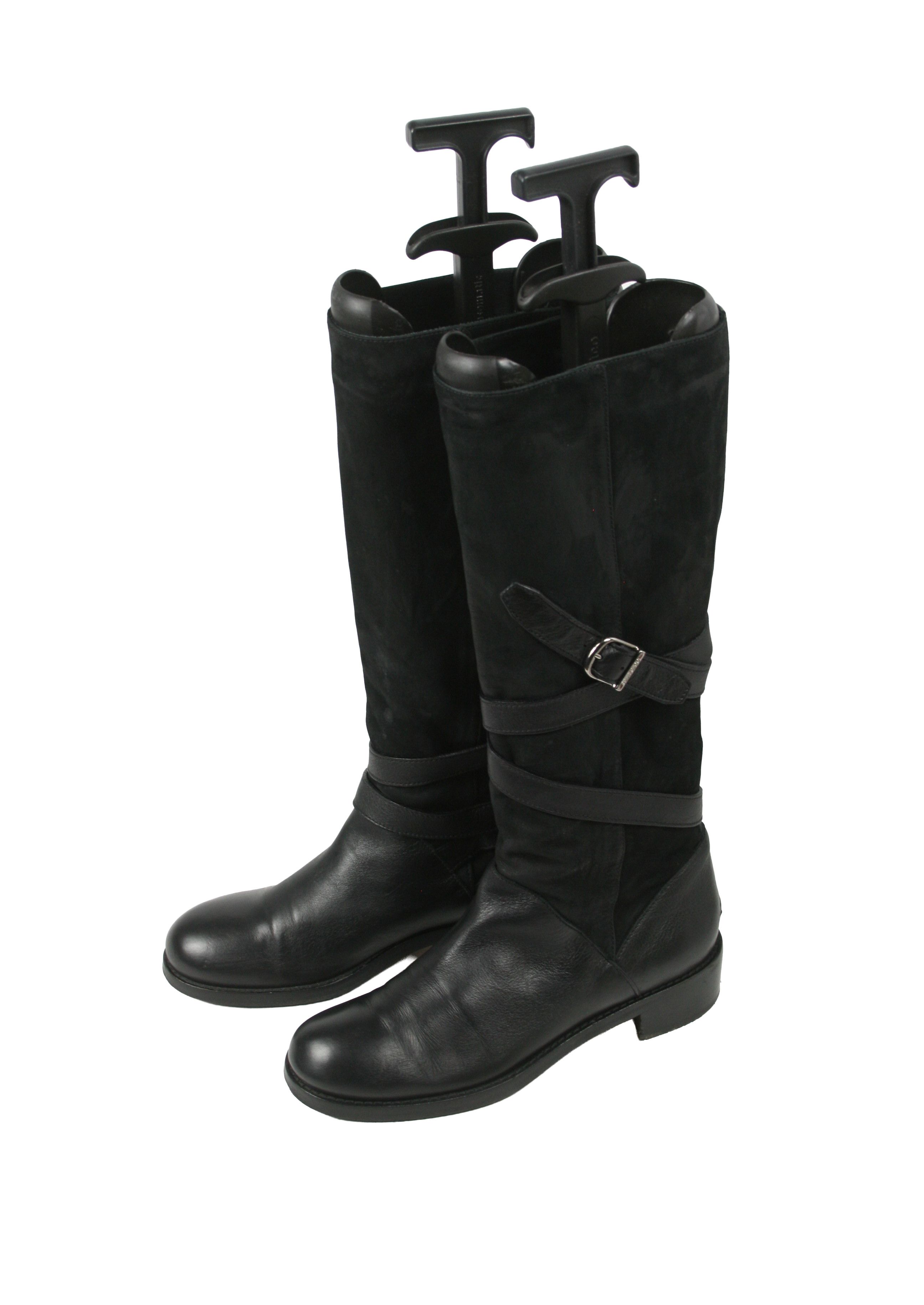 Jimmy Choo Riding Belted Knee High Leather Suede Boots Size US 8 / IT 38 - 3 Thumbnail