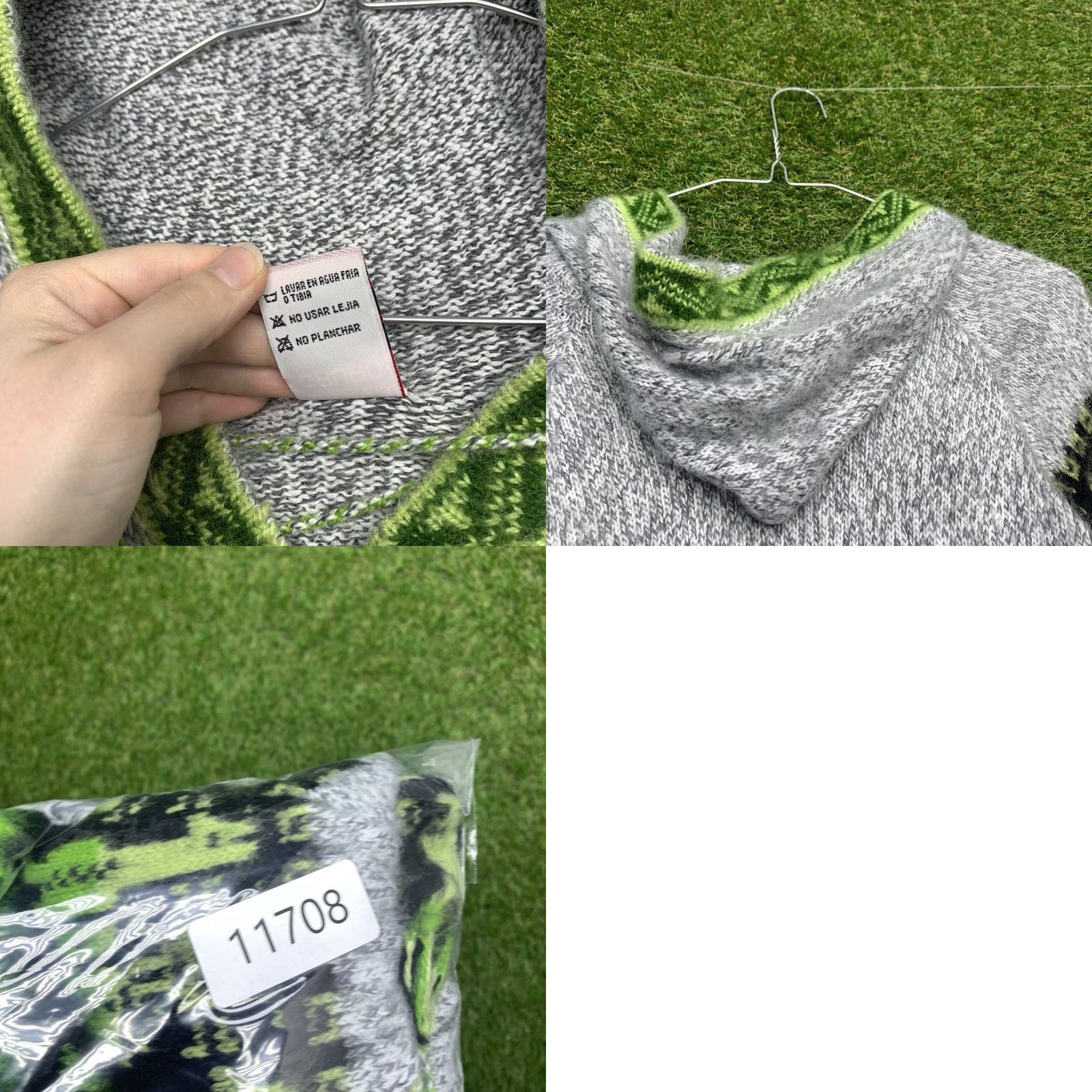 Vintage VINTAGE Alpaca Wool Sweater Womens Small Hooded Pullover Green Gey Sweatshirt Aztec AOP Size S / US 4 / IT 40 - 9 Thumbnail