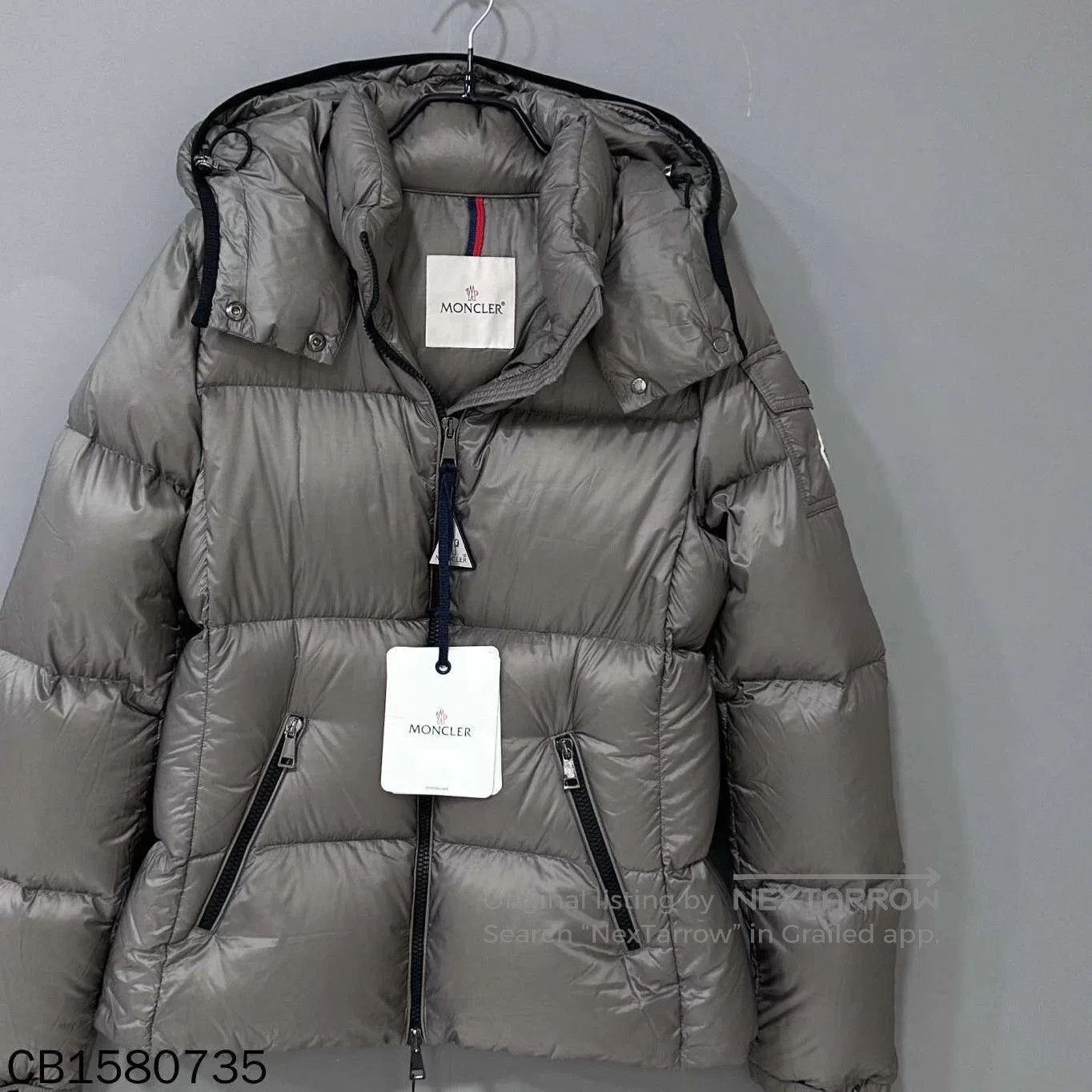 Moncler Gray Puffy Winter Coat with Hood - Size L. Size US L / EU 52-54 / 3 - 1 Thumbnail