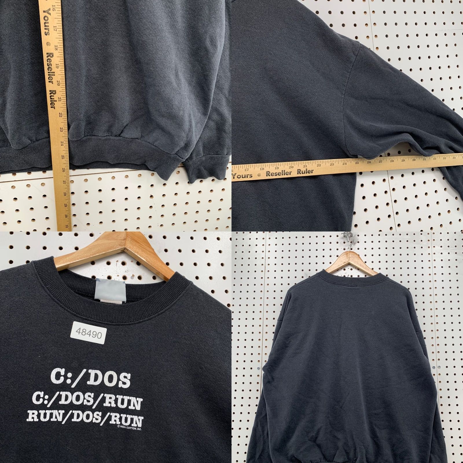 Lee VINTAGE Funny Tech DOS Sweatshirt Men XL Black 90s C DOS RUN Computer USA Fleece Size US XL / EU 56 / 4 - 8 Thumbnail