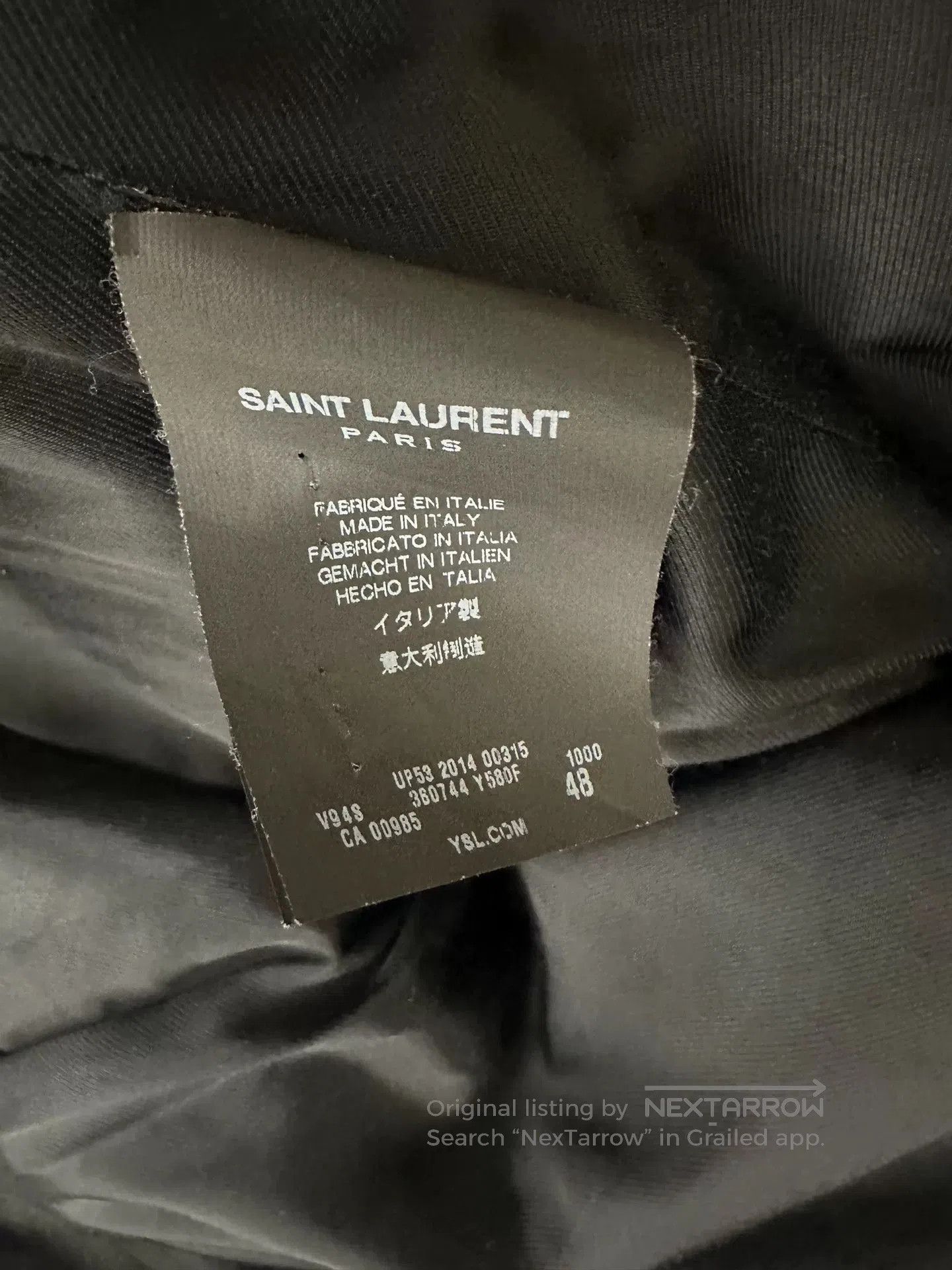 Yves Saint Laurent black leather collar er jacket. Size US L / EU 52-54 / 3 - 4 Thumbnail