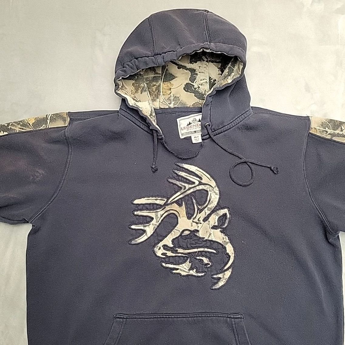 Vintage Legendary Whitetails Hoodie Mens XLT Blue Camo Pullover Hunting Buck Deer Camouflage Logo Outdoor 90s? Size US XL / EU 56 / 4 - 2 Thumbnail