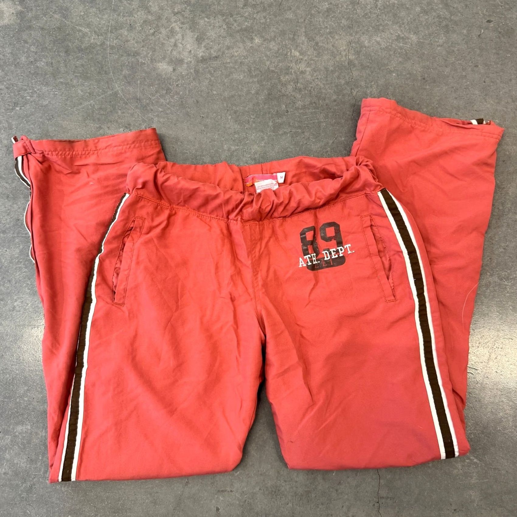 Vintage VINTAGE Y2K Lei Athletic Dept Orange Lined Zip Flare Baggy Track Sweatpants M Womens Size 32" / US 10 / IT 46 - 2 Thumbnail