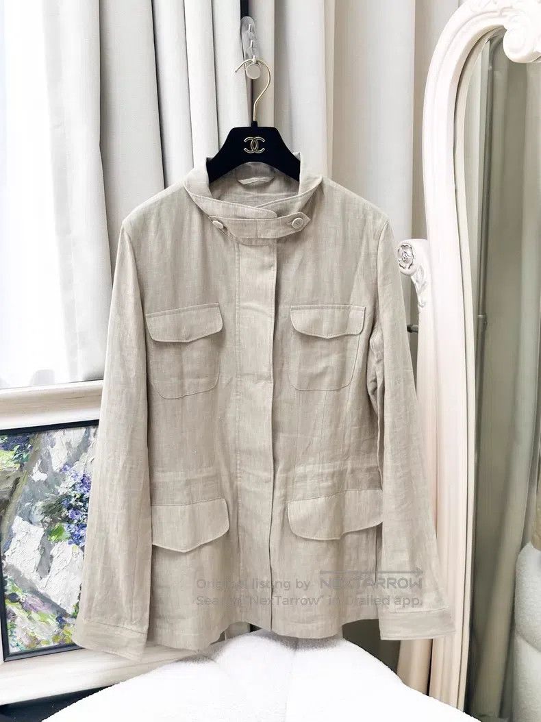 Loro Piana Loro Piana Khaki Linen Fabric Jacket Jacket Size M / US 6-8 / IT 42-44 - 1 Thumbnail