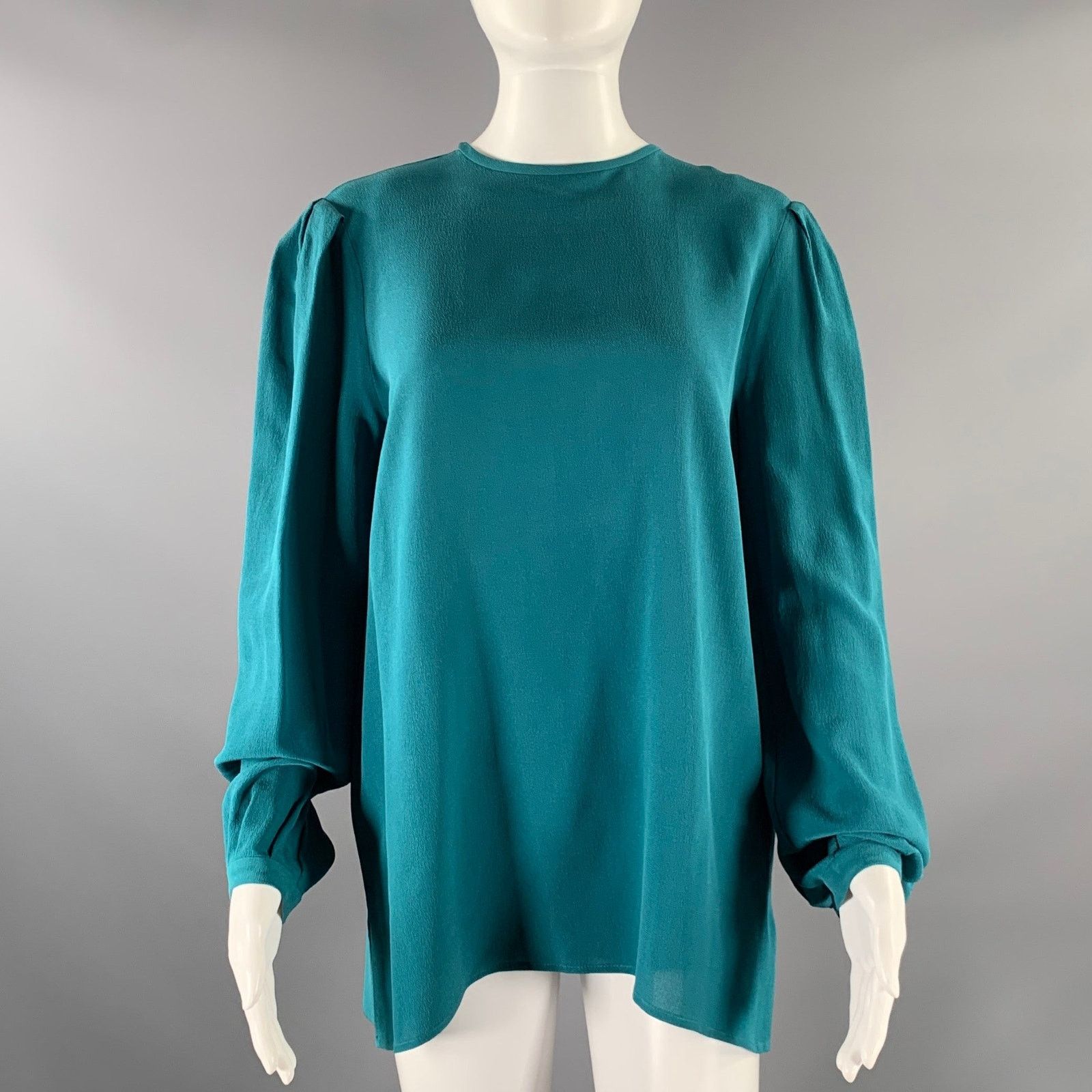 Etro ETRO Size M Blue Turquoise Silk Textured See Through Top Size M / US 6-8 / IT 42-44 - 1 Thumbnail
