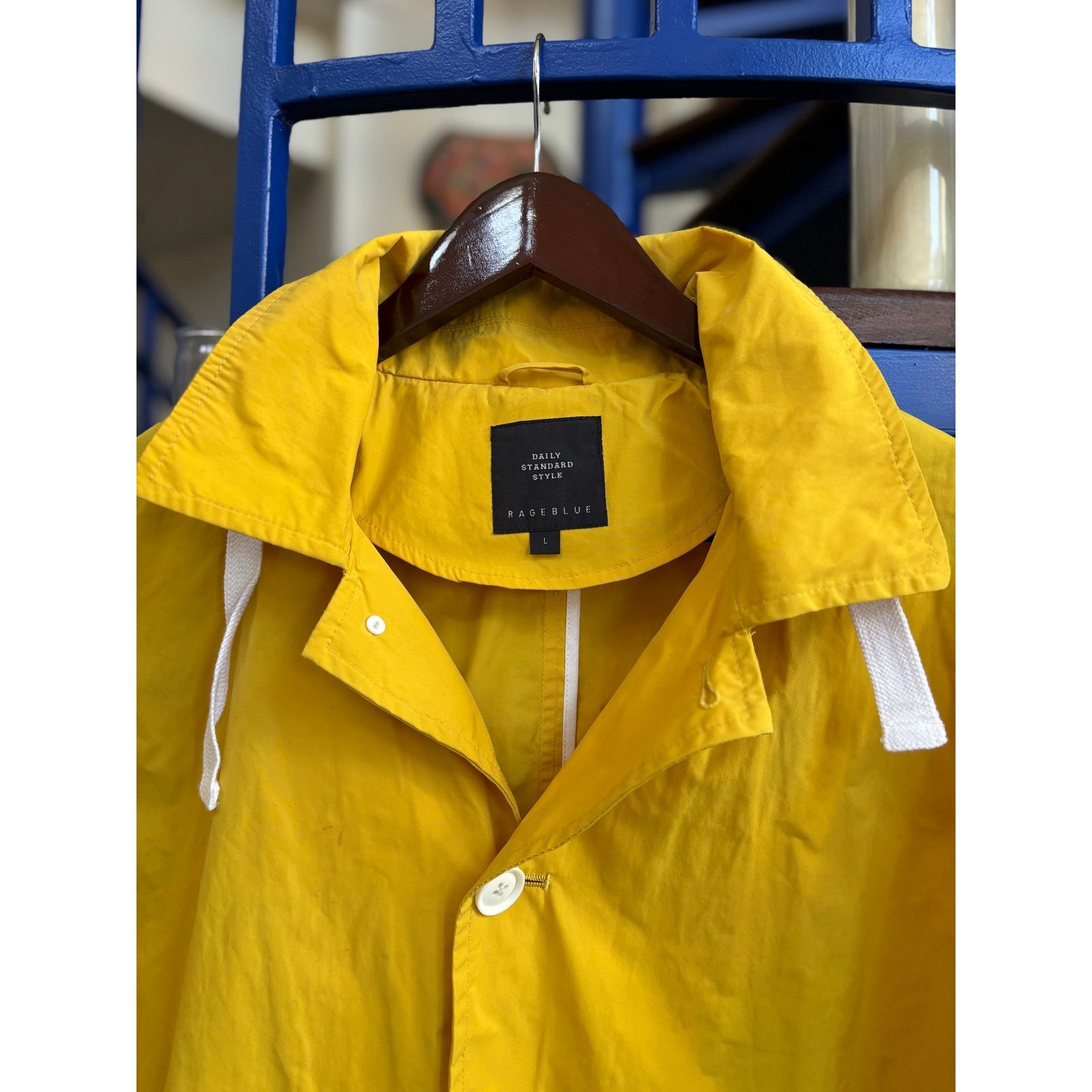 RAGEBLUE RageBlue Japan Yellow Hooded Raincoat Jacket Size L Size US L / EU 52-54 / 3 - 3 Thumbnail