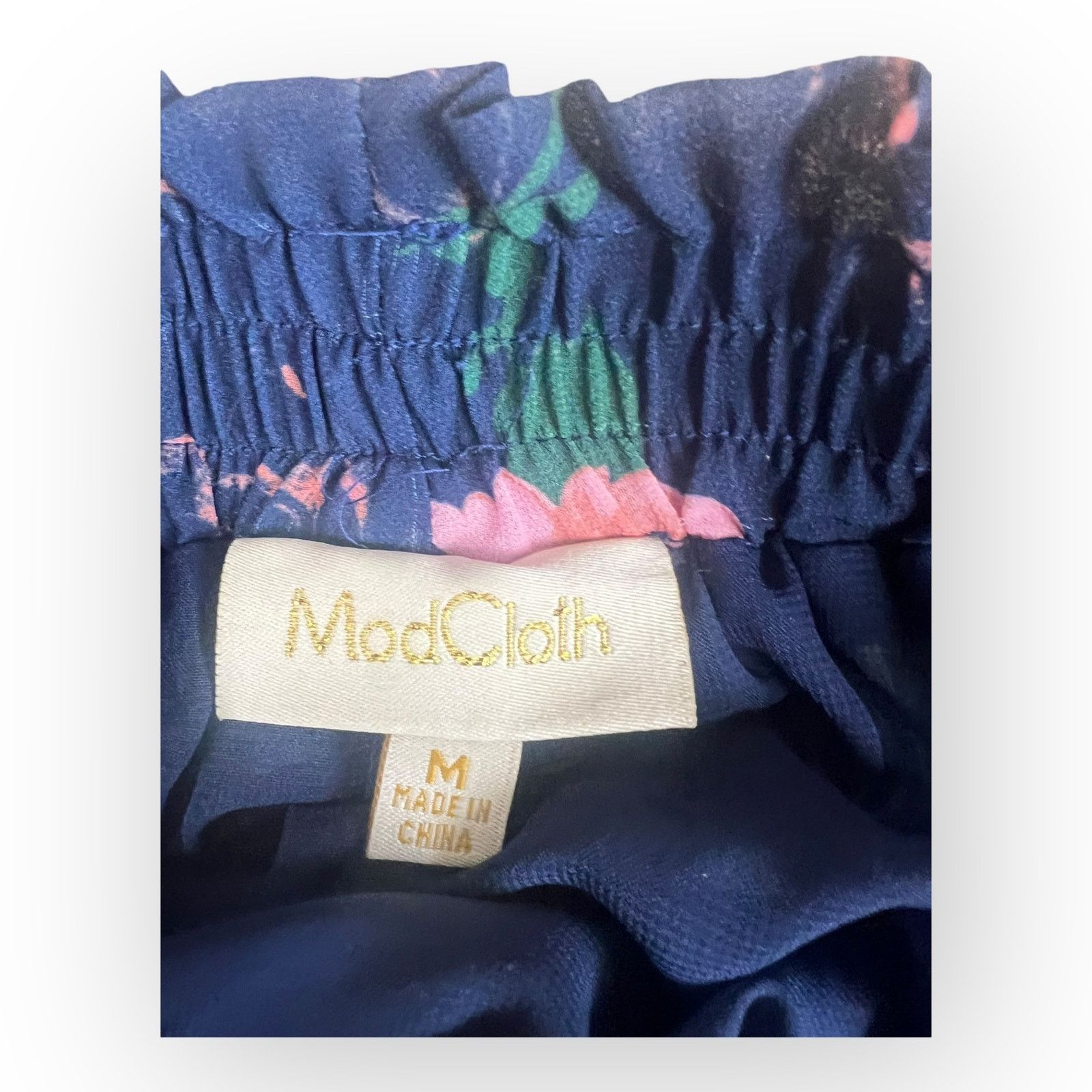 Vintage Modcloth Floral A-Line Skirt Navy Blue & Pink Flowers Size 28" / US 6 / IT 42 - 8 Thumbnail