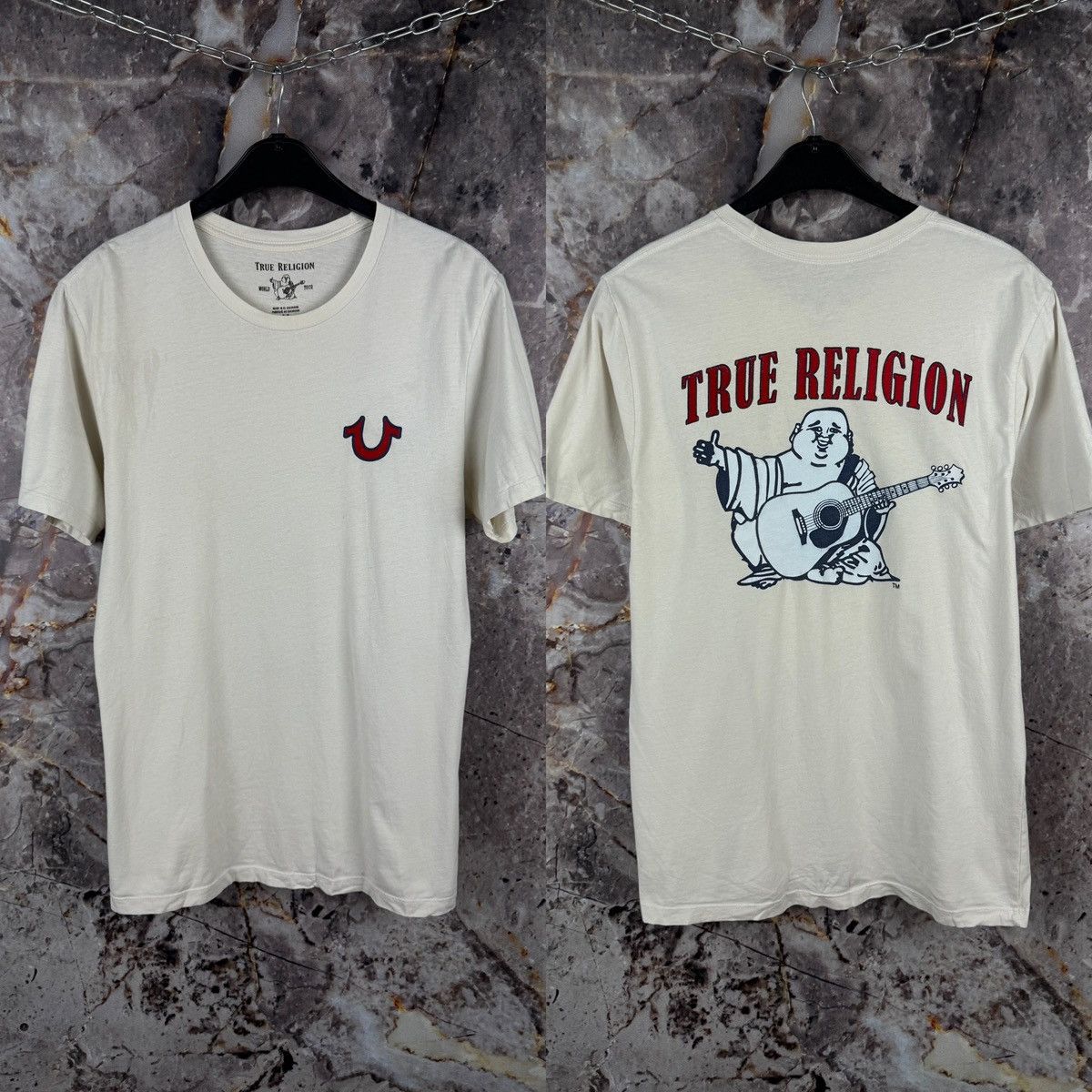 True Religion True Religion Buddha Graphic T-Shirt Cream Tee Big Logo Size US M / EU 48-50 / 2 - 1 Thumbnail