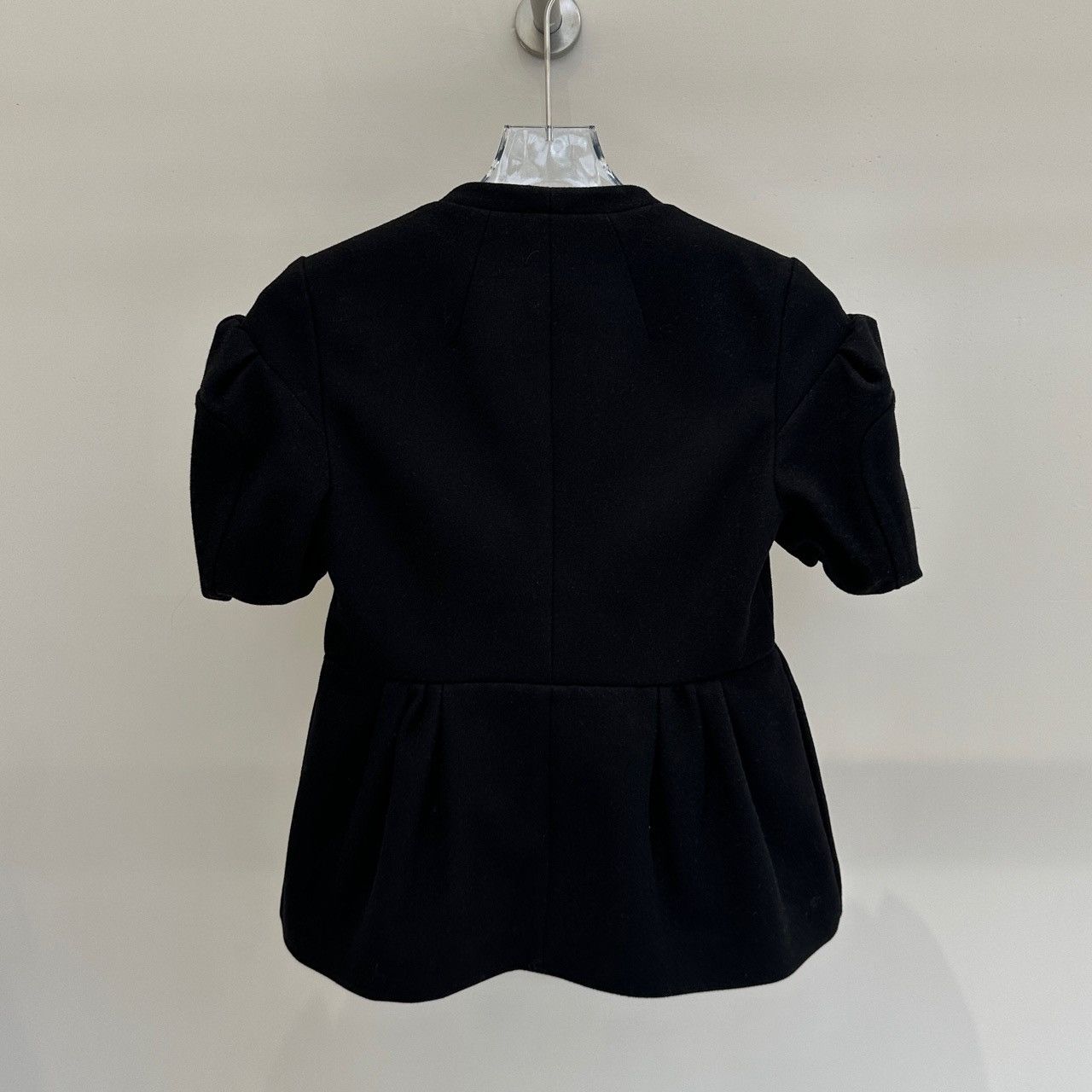 Miu Miu Miu Miu black wool round-neck short-sleeve coat Size S / US 4 / IT 40 - 2 Thumbnail
