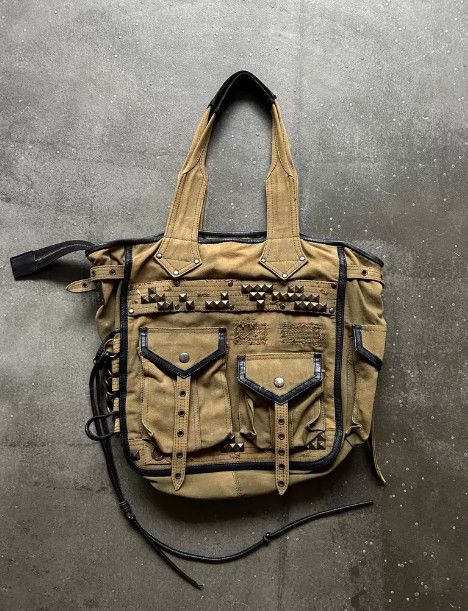 KMRii KMRii Early Rivet & Drawstring Denim Tote Bag Size ONE SIZE - 1 Thumbnail