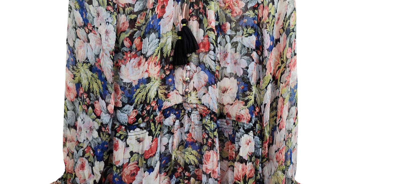 Anthropologie The Marais Printed Chiffon Maxi Dress Floral Sheer Overlay Size L / US 10 / IT 46 - 4 Thumbnail