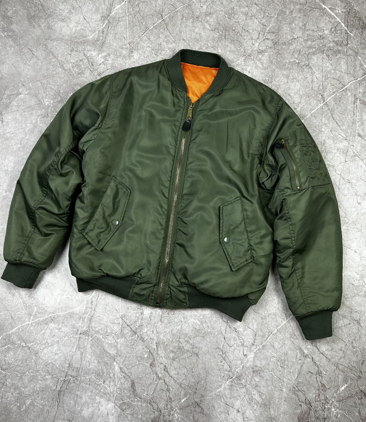 Vintage Vintage MA 1 Bomber Jacket Reversible Military Flyers Nylon Size US S / EU 44-46 / 1 - 3 Thumbnail