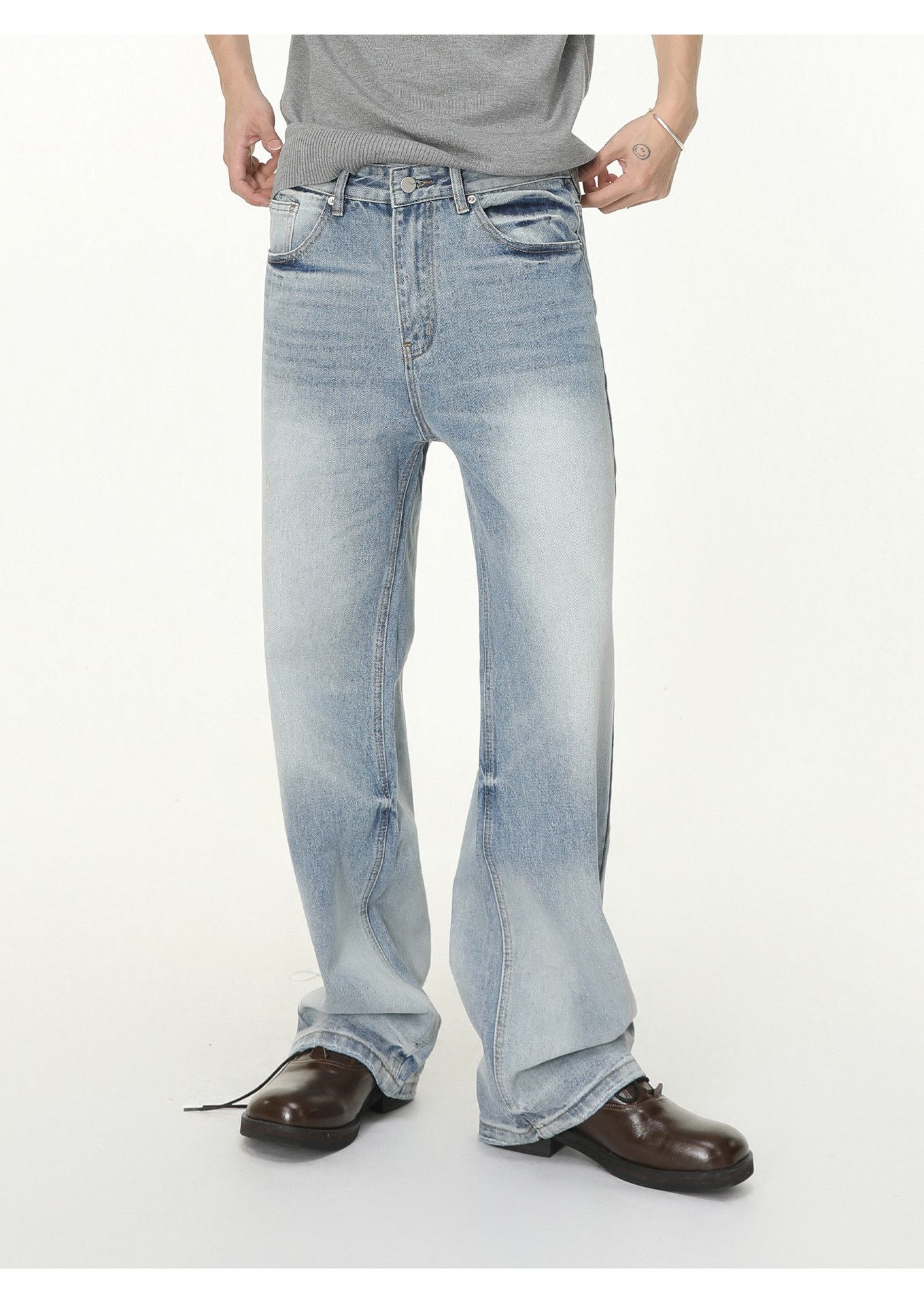 Japanese Brand Japanese retro distressed straight wide-leg washed jeans Size US 32 / EU 48 - 1 Thumbnail