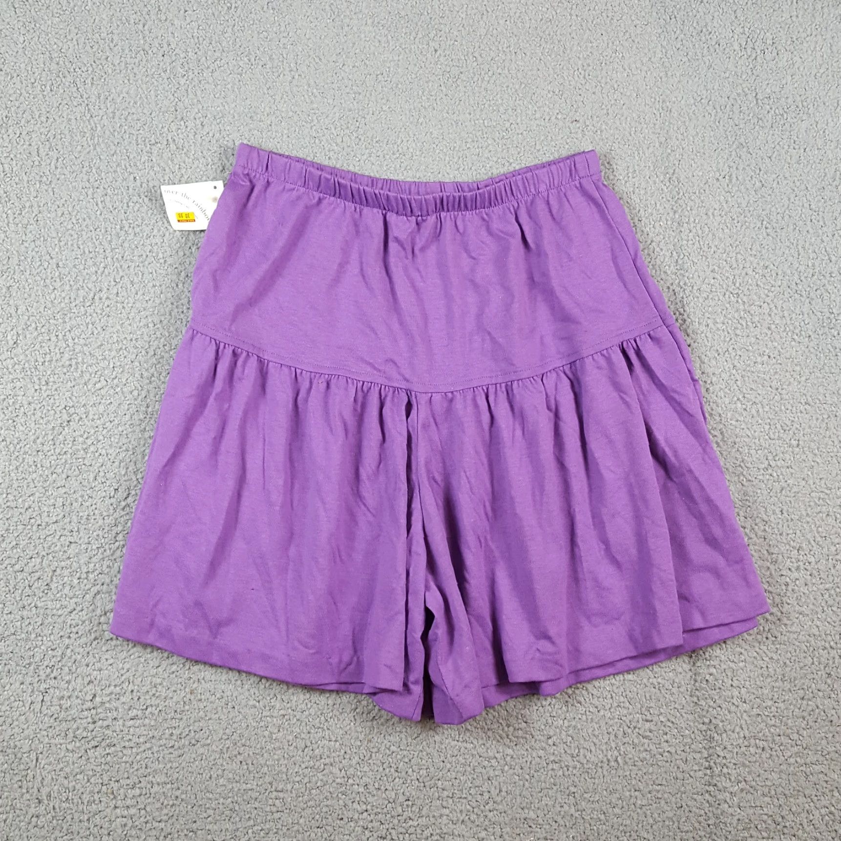 Etro VINTAGE Over The Rainbow Purple Paper Bag Shorts Women M Relaxed Stretch Waist 80s 90s Retro Bohemian Casual Summer Holiday Size 32" / US 10 / IT 46 - 7 Thumbnail