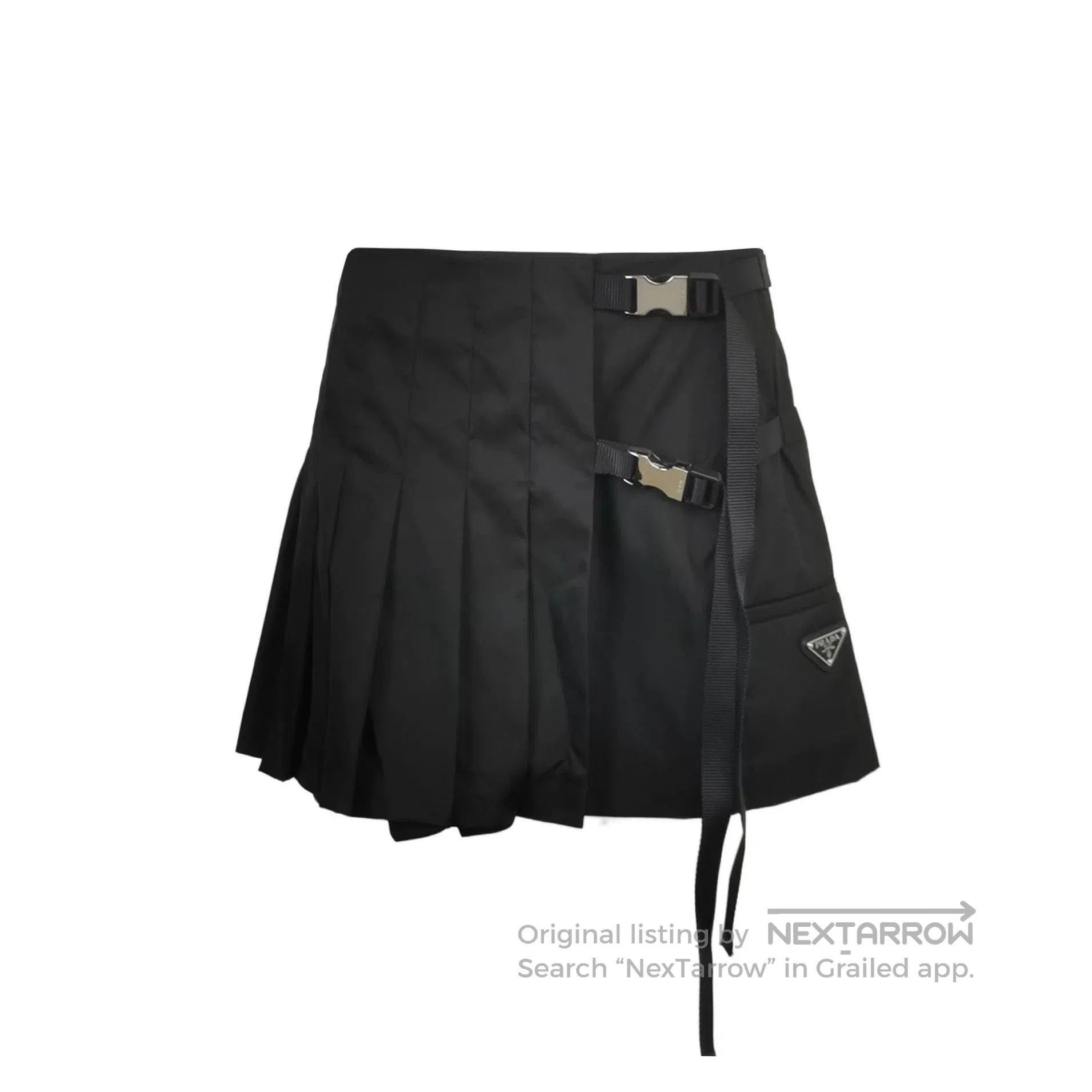 Prada Prada Black Pleated Skirt with Buckle Accents. Size 39" - 1 Thumbnail