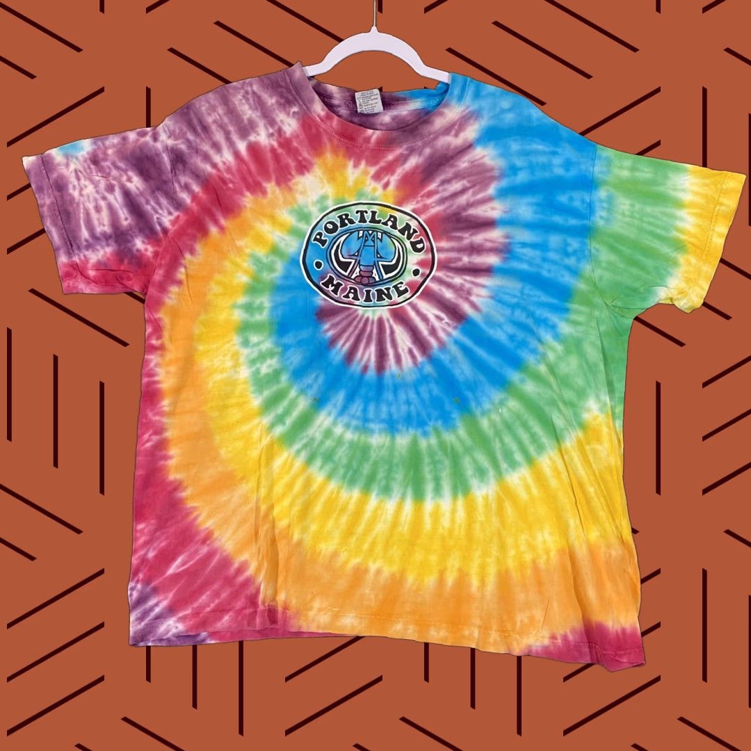 Vintage Portland Maine Shirt Mens Large Tie Dye Tee Short Sleeve Y2K Logo T-Shirt Art forms Size US L / EU 52-54 / 3 - 1 Thumbnail