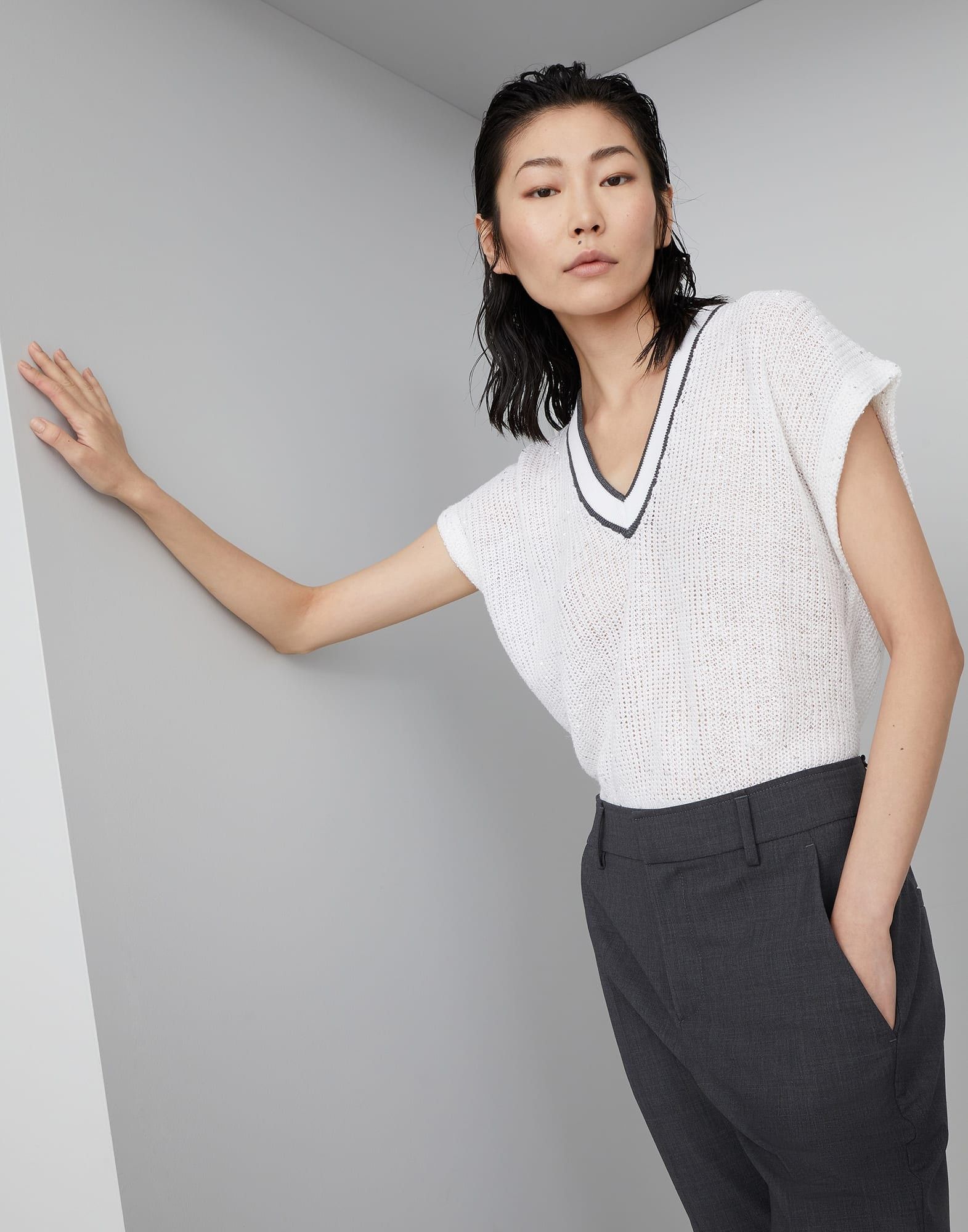 Brunello Cucinelli o1la1rc1a0425 Sweater in White Size S / US 4 / IT 40 - 5 Thumbnail
