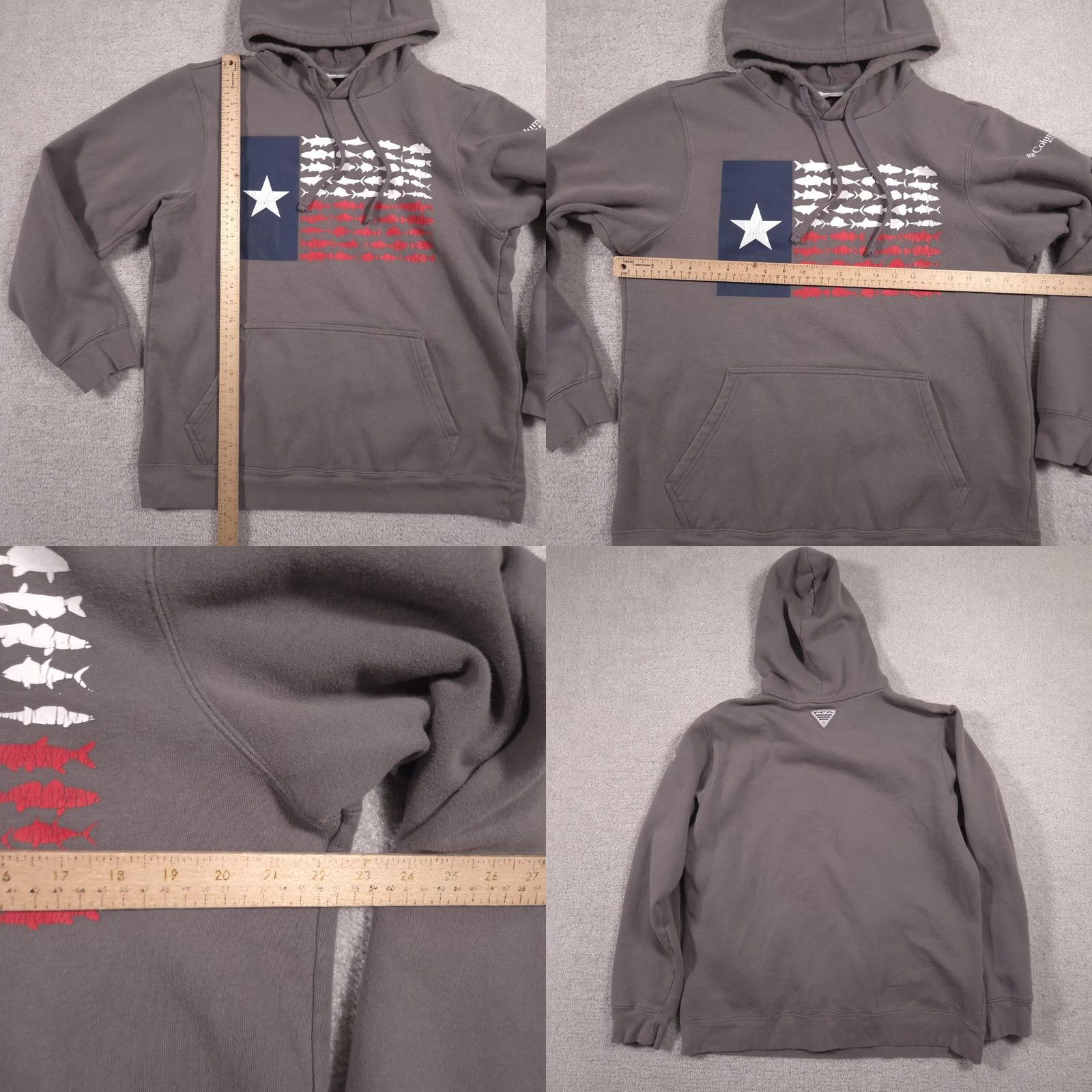 Vintage Columbia Hoodie Mens Medium Gray Fish USA Texas Flag Graphic Pullover Fleece Size US M / EU 48-50 / 2 - 9 Thumbnail