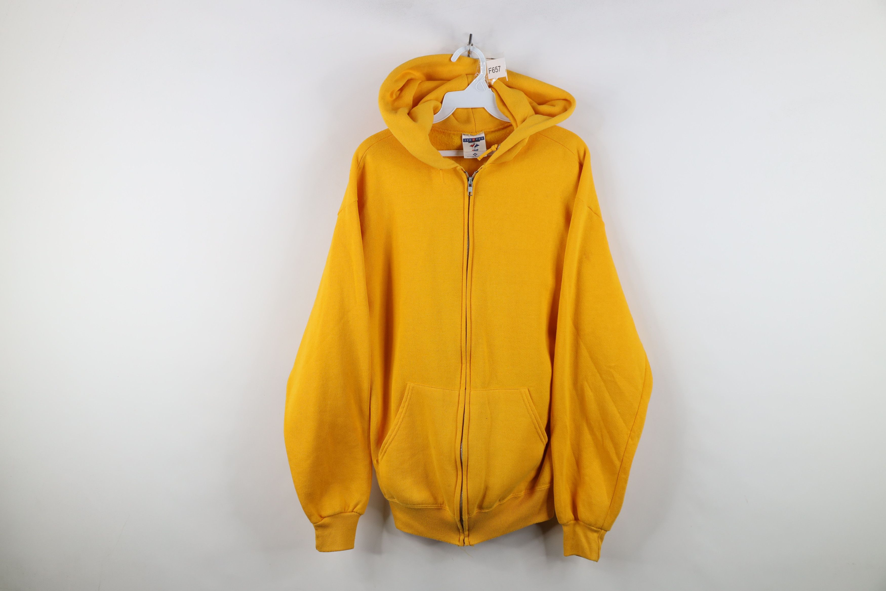 Vintage Vintage 90s Streetwear Full Zip Hoodie Sweatshirt Yellow USA Size US M / EU 48-50 / 2 - 1 Thumbnail
