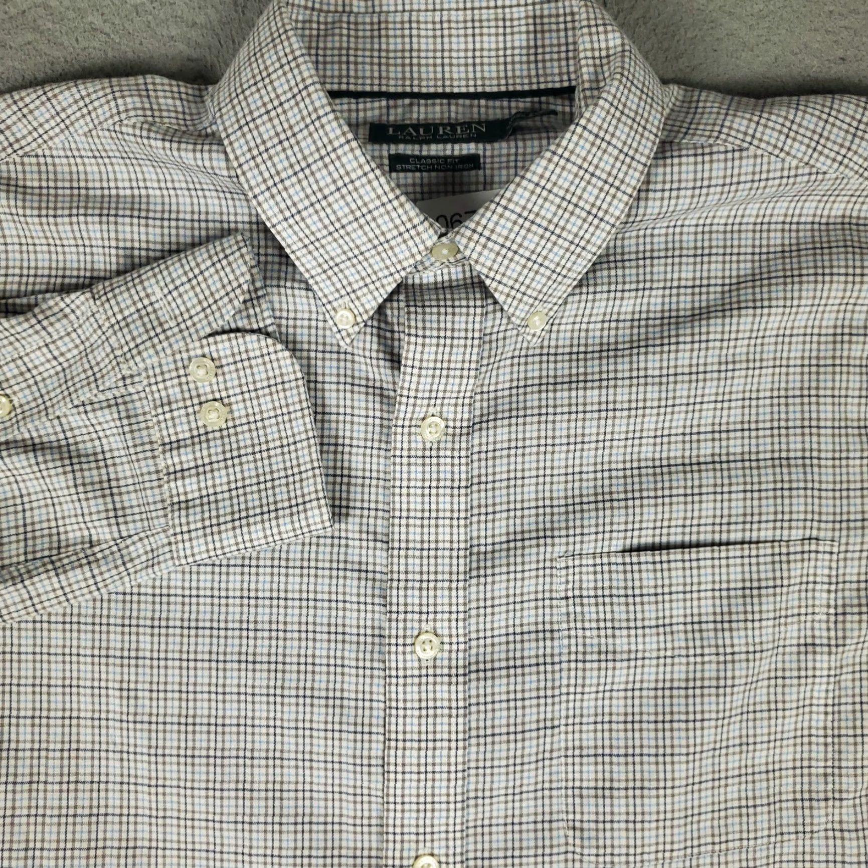Ralph Lauren Ralph Lauren Shirt Mens 16.5 Blue Beige Check Dress Button Up Long Sleeve Size 46R - 2 Thumbnail