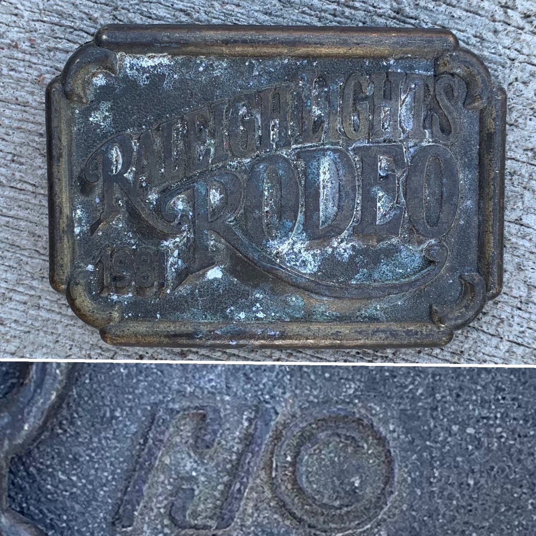 Vintage VINTAGE Raleigh Lights Rodeo 1981 Belt Buckle RJ c Western Cowboycore Belt Buckle Mens Womens Adults Unisex Brass 1980s Rockabilly Size ONE SIZE - 7 Thumbnail