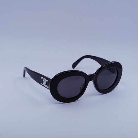 Celine Celine CL40312U TRIOMPHE 01A Sunglasses Shiny Black Oval Size ONE SIZE - 1 Thumbnail