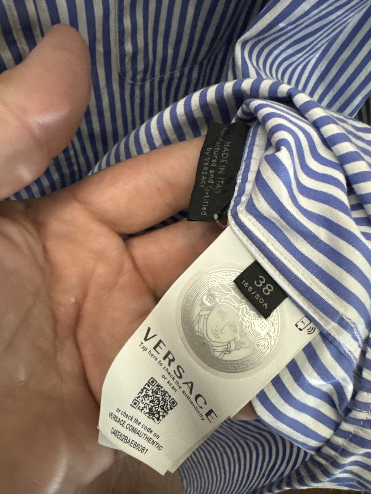 Versace Versace Striped button-down long sleeve shirt Size US L / EU 52-54 / 3 - 5 Thumbnail