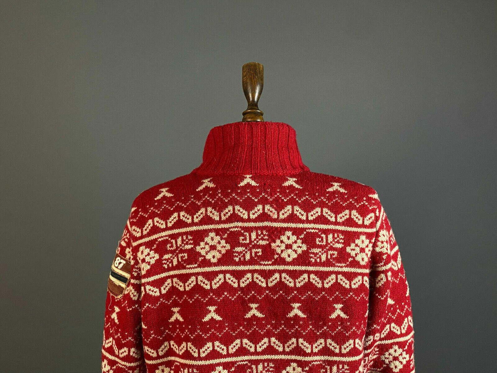 Napapijri Napapijri Geographic Red Wool Knit Button Sweater Size M Size M / US 6-8 / IT 42-44 - 8 Thumbnail