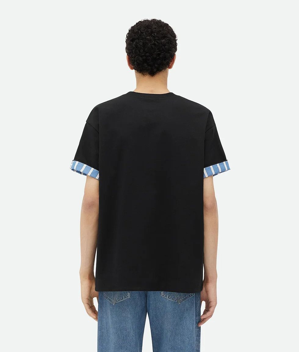 Bottega Veneta o1loc1c0824 754683 Double Layer Striped Cotton T-Shirt Black Size US L / EU 52-54 / 3 - 2 Thumbnail