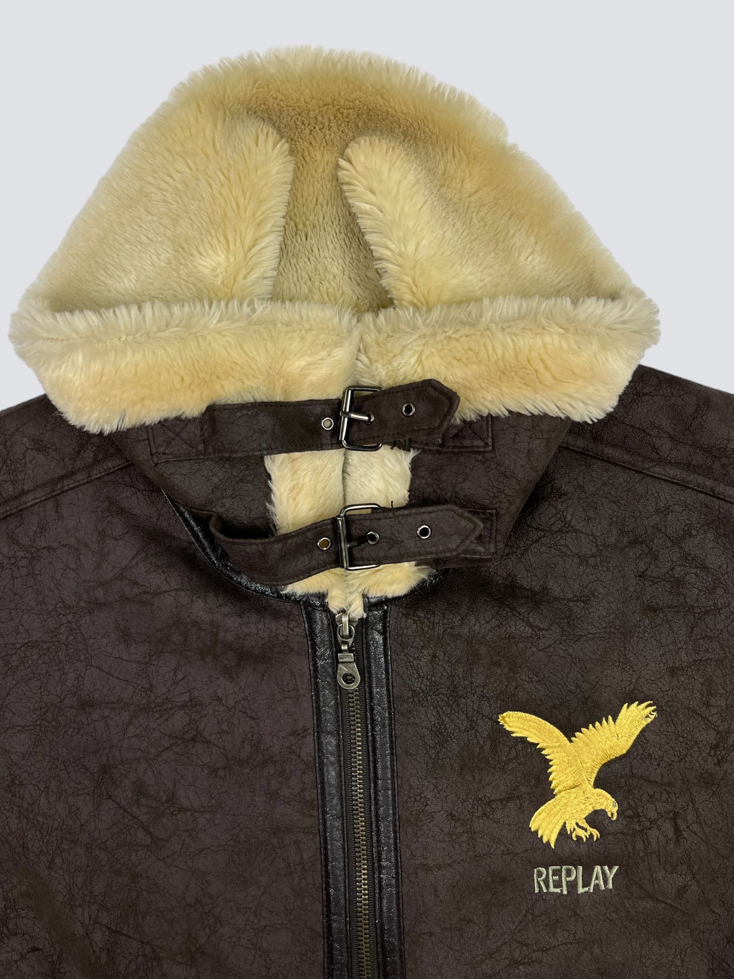 Replay 1980s B3 VELOUR SHERPA FLIGHT AVIATOR COAT JACKET - № 2004 Size US XL / EU 56 / 4 - 8 Thumbnail