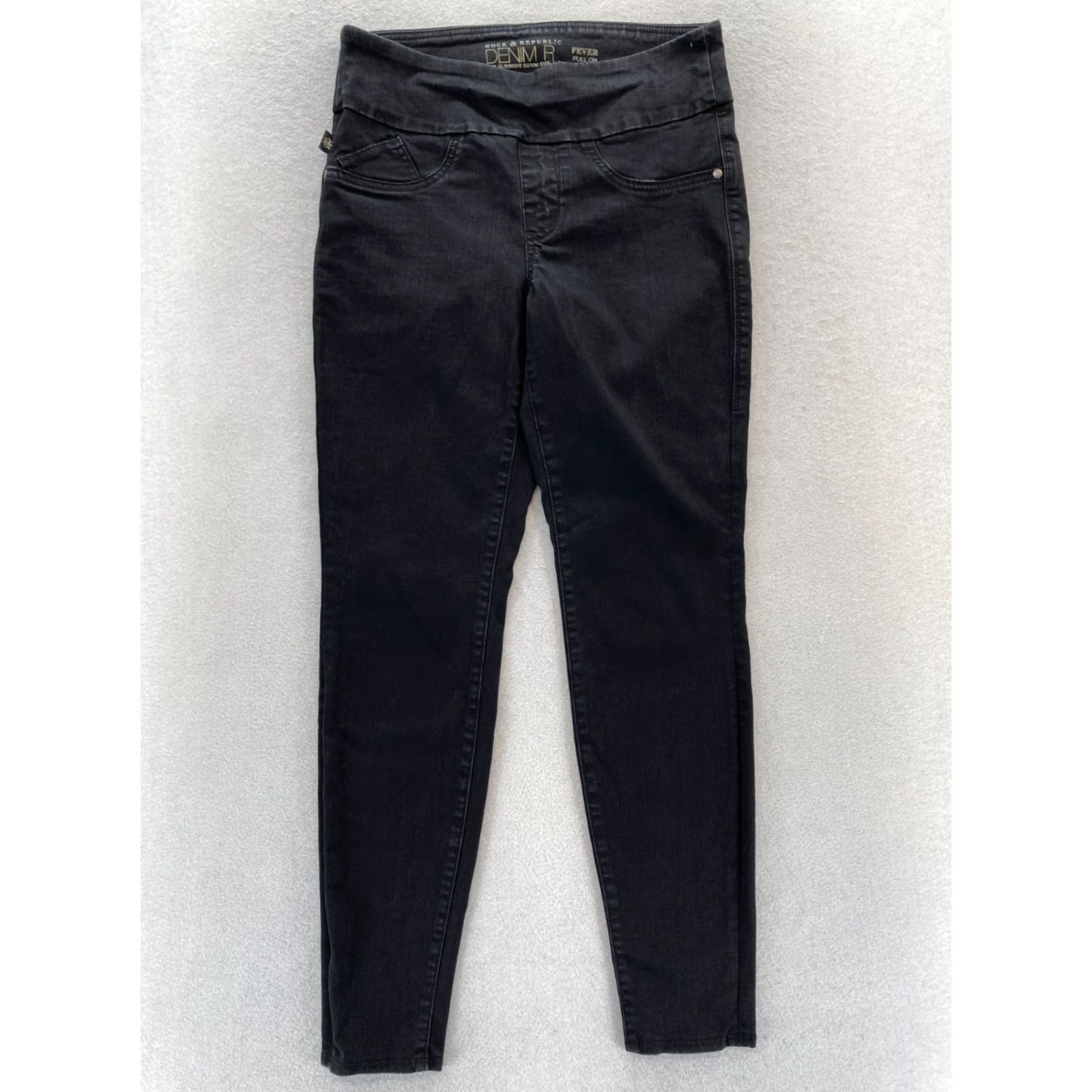 Vintage Rock & Republic Denim RX Fever Pull On Jeans Women's 8 Black Stretch Grunge Y2K Slim Skinny Denim Rock & Republic Jeans Womens 8 Black Grunge Y2K Size 30" / US 8 / IT 44 - 2 Thumbnail