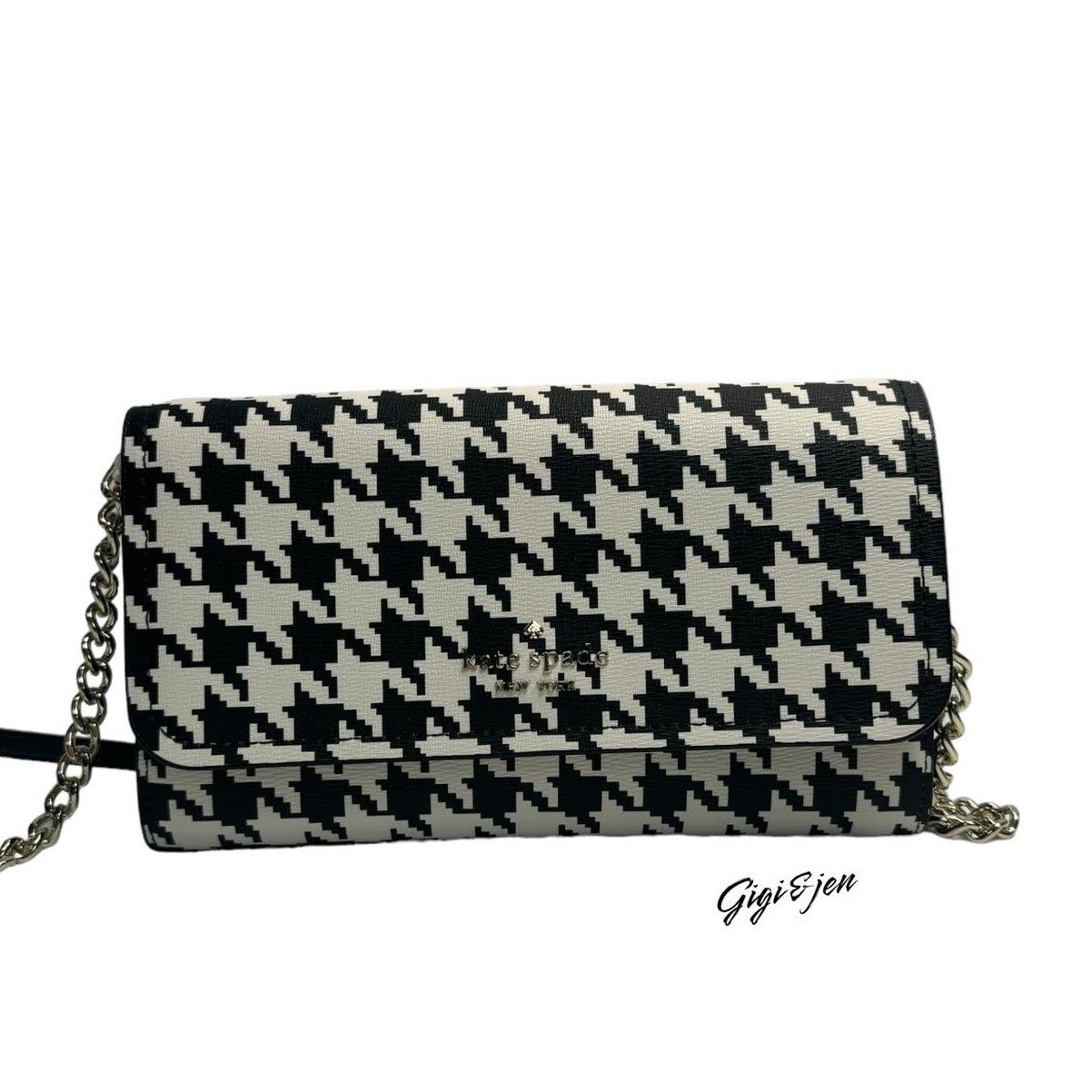 Kate Spade Kate Spade Darcy Chain Wallet Crossbody Clutch houndstooth Size ONE SIZE - 1 Thumbnail