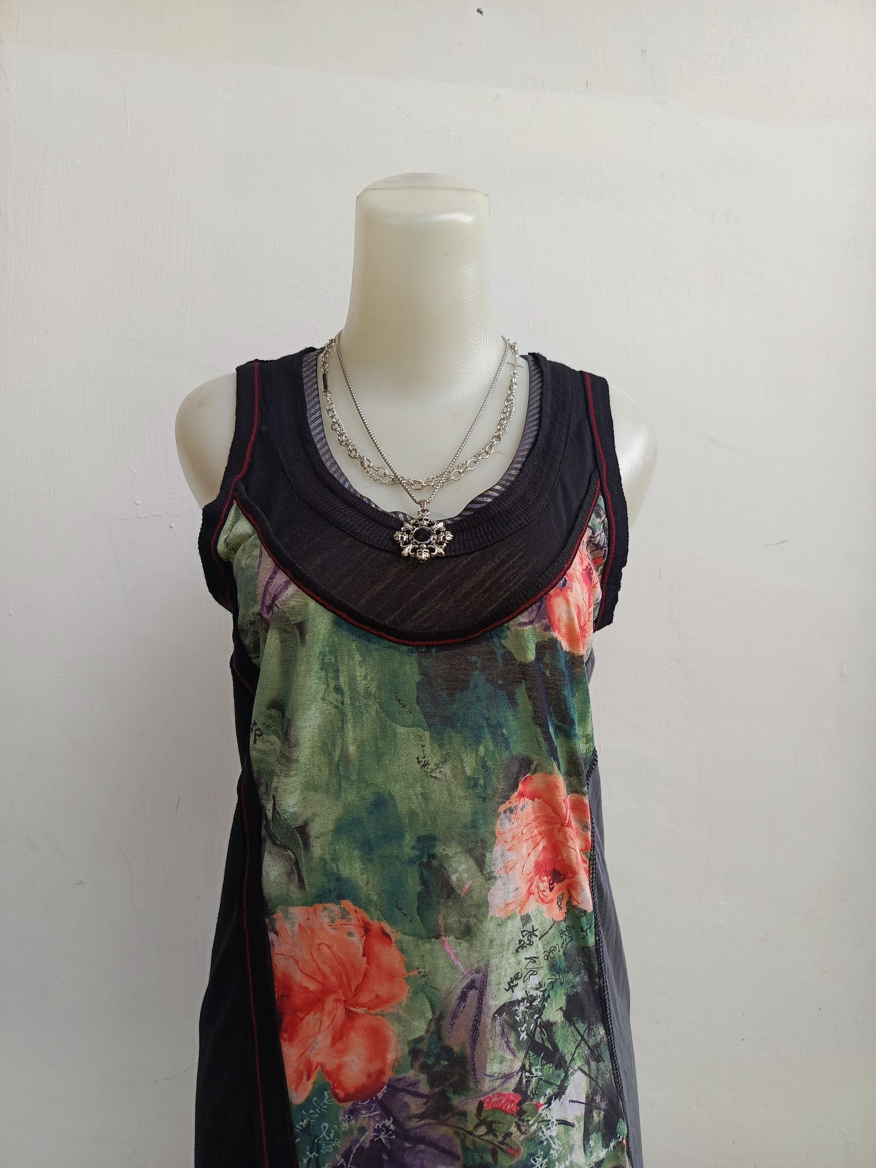 Japanese Brand Tankus Abstract Floral Tank Top Artsy Vibe Size M / US 6-8 / IT 42-44 - 2 Thumbnail