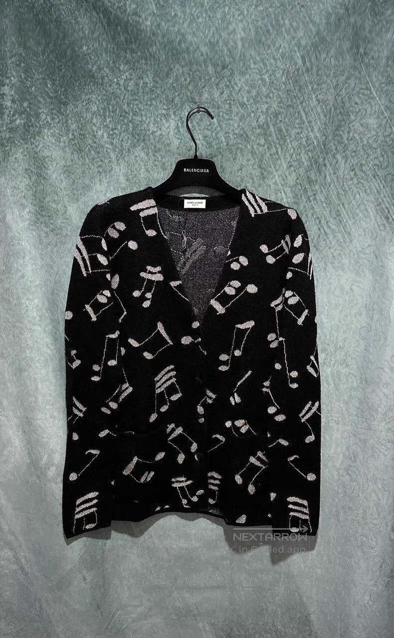 Saint Laurent Paris Saint Laurent Paris Music Note Knit Cardigan Size US XS / EU 42 / 0 - 1 Thumbnail