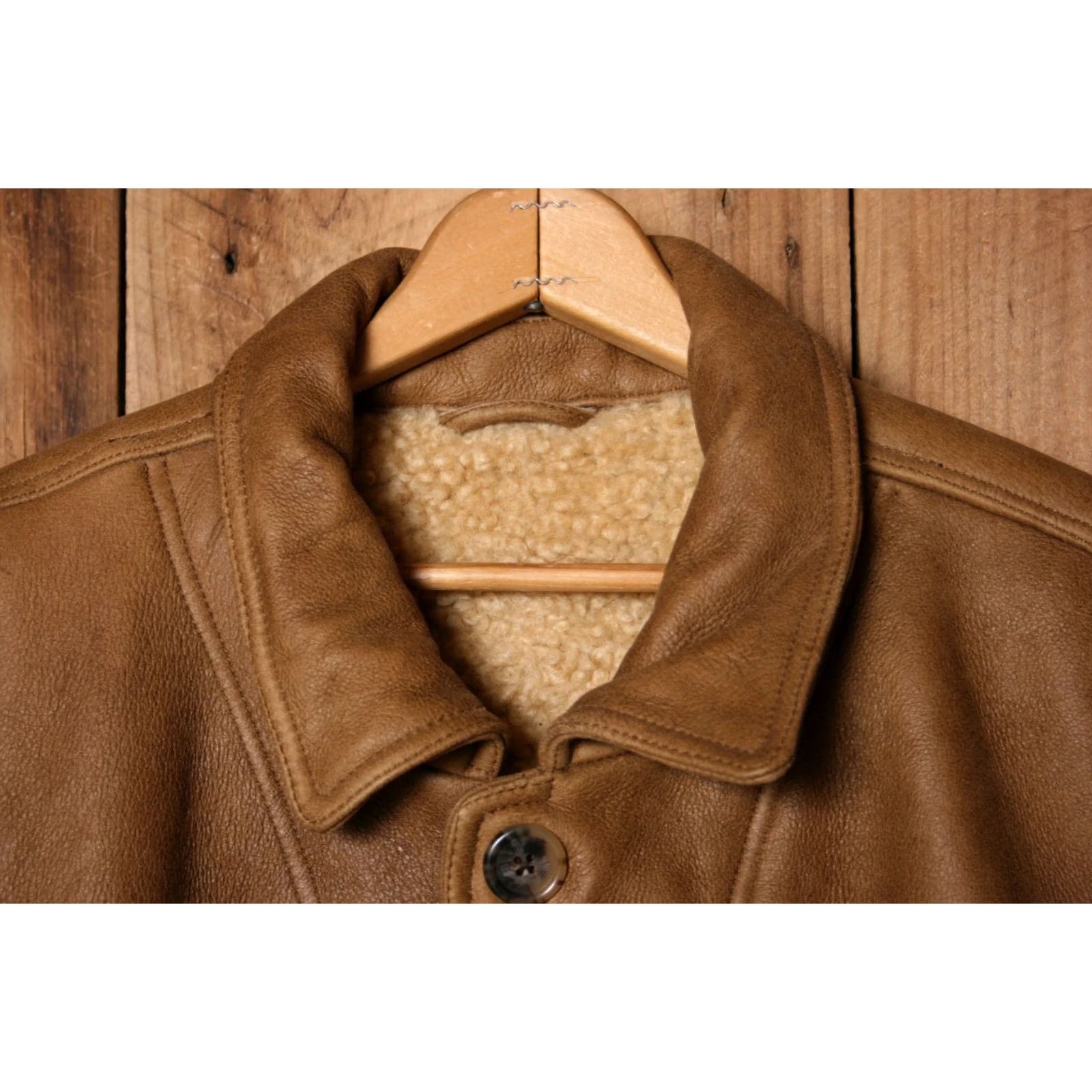 The Territory Ahead VINTAGE Territory Ahead Car Coat Brown Leather Shearling Lined Men's Sz. L Shirt Size US L / EU 52-54 / 3 - 2 Thumbnail