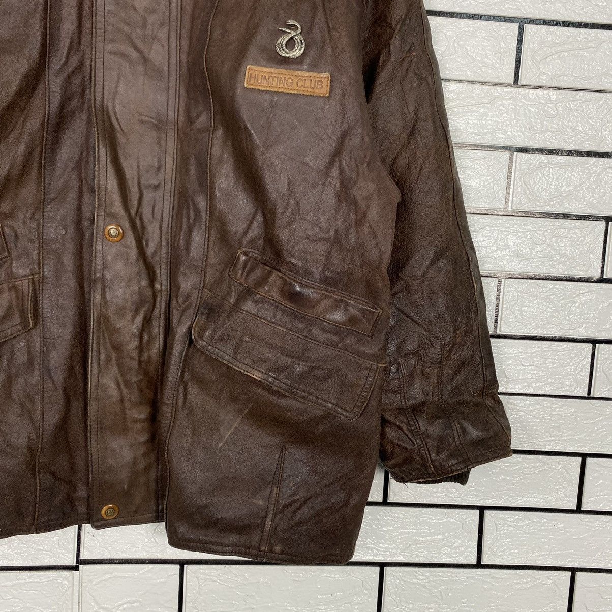 Japanese Brand 🔥VINTAGE LEATHER JACKET BLANKET HUNTING CLUB ISSEY MIYAKE Size US L / EU 52-54 / 3 - 5 Thumbnail