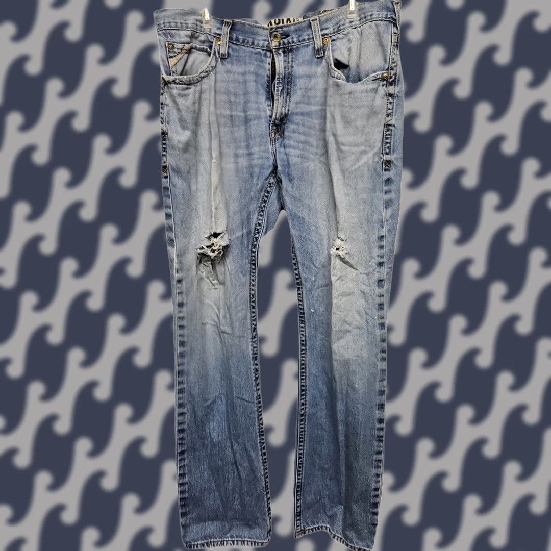 Ariat Ariat Men's Jeans Bootcut Low Rise Distressed Cowboy Denim Blue 38x38 Size US 38 / EU 54 - 1 Thumbnail
