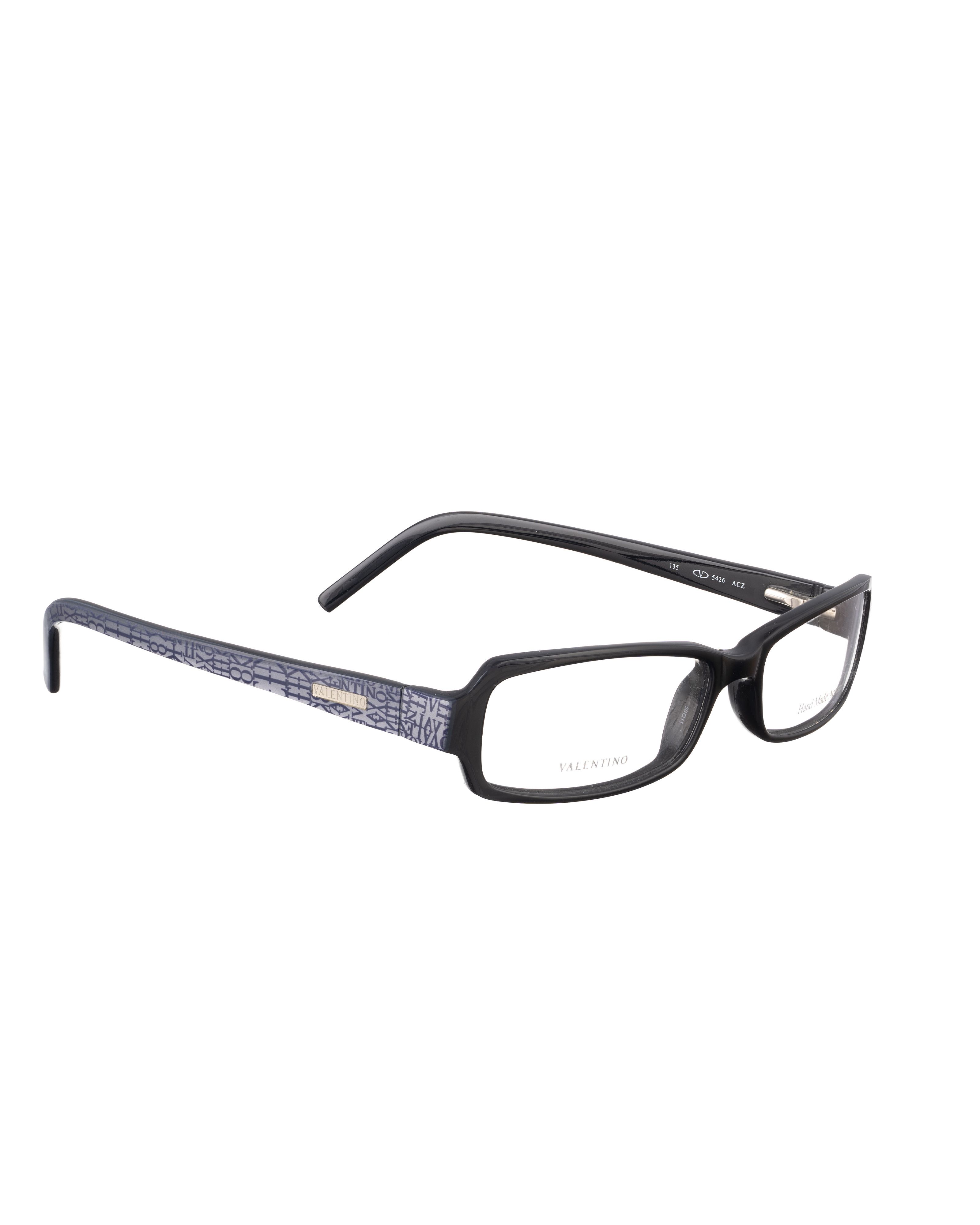 Valentino Valentino '00s Black Glasses with Grey Logo Pattern Size ONE SIZE - 2 Thumbnail
