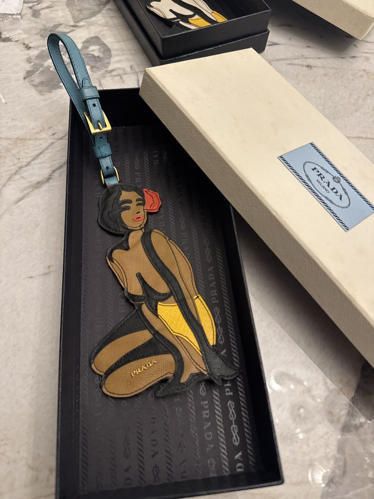 Prada Prada Saffiano Leather Bathing beauty luggage tag Size ONE SIZE - 6 Thumbnail