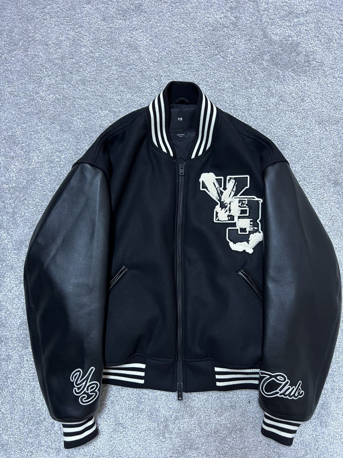 Y-3 Y-3 Club Vegan Leather Wool Bomber Jacket Size US XL / EU 56 / 4 - 3 Thumbnail