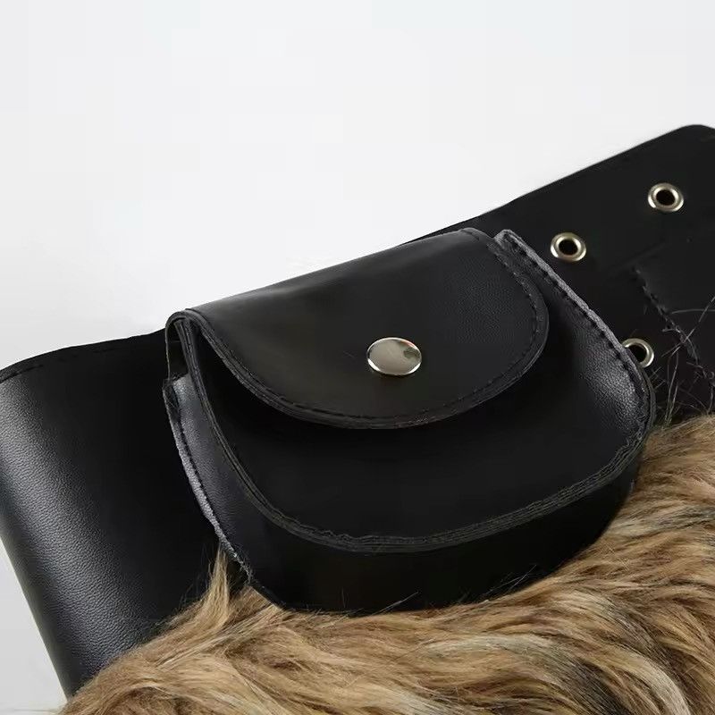 Japanese Brand × Vintage Faux Fur Spliced PU Leather Studded Belt Size ONE SIZE - 6 Thumbnail